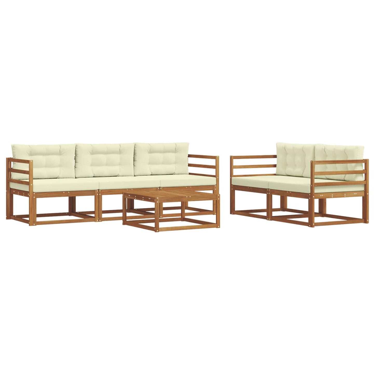 Outdoor-Sofagarnitur mit Kissen 6 pcs Natur und Creme