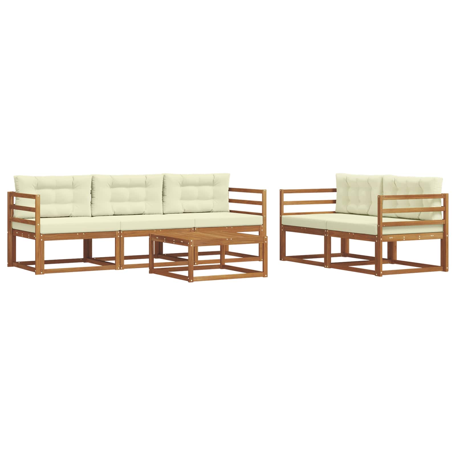 Outdoor-Sofagarnitur mit Kissen 6 pcs Natur und Creme