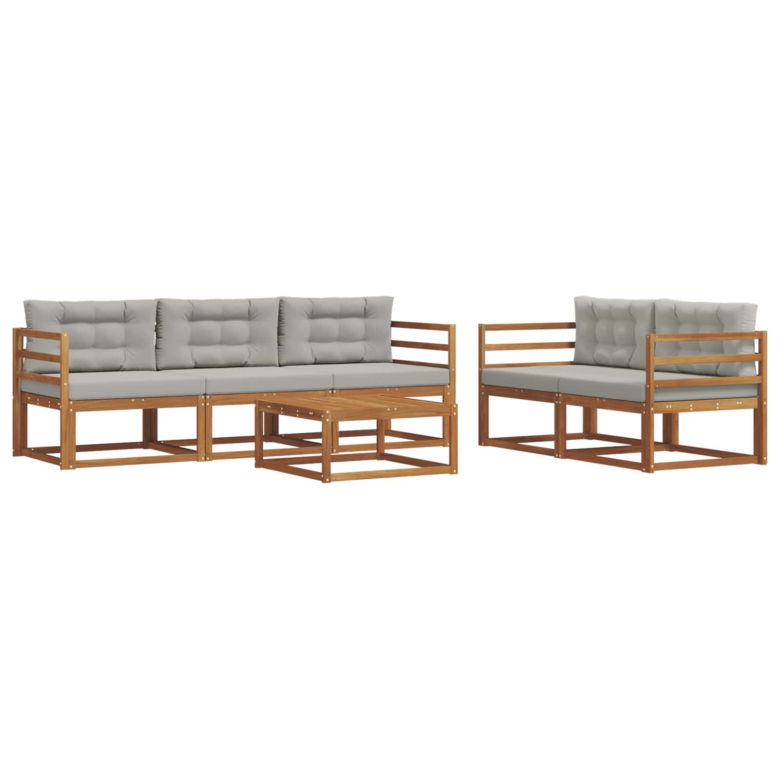 Outdoor-Sofagarnitur mit Kissen 6 pcs Natürlich und Hellgrau