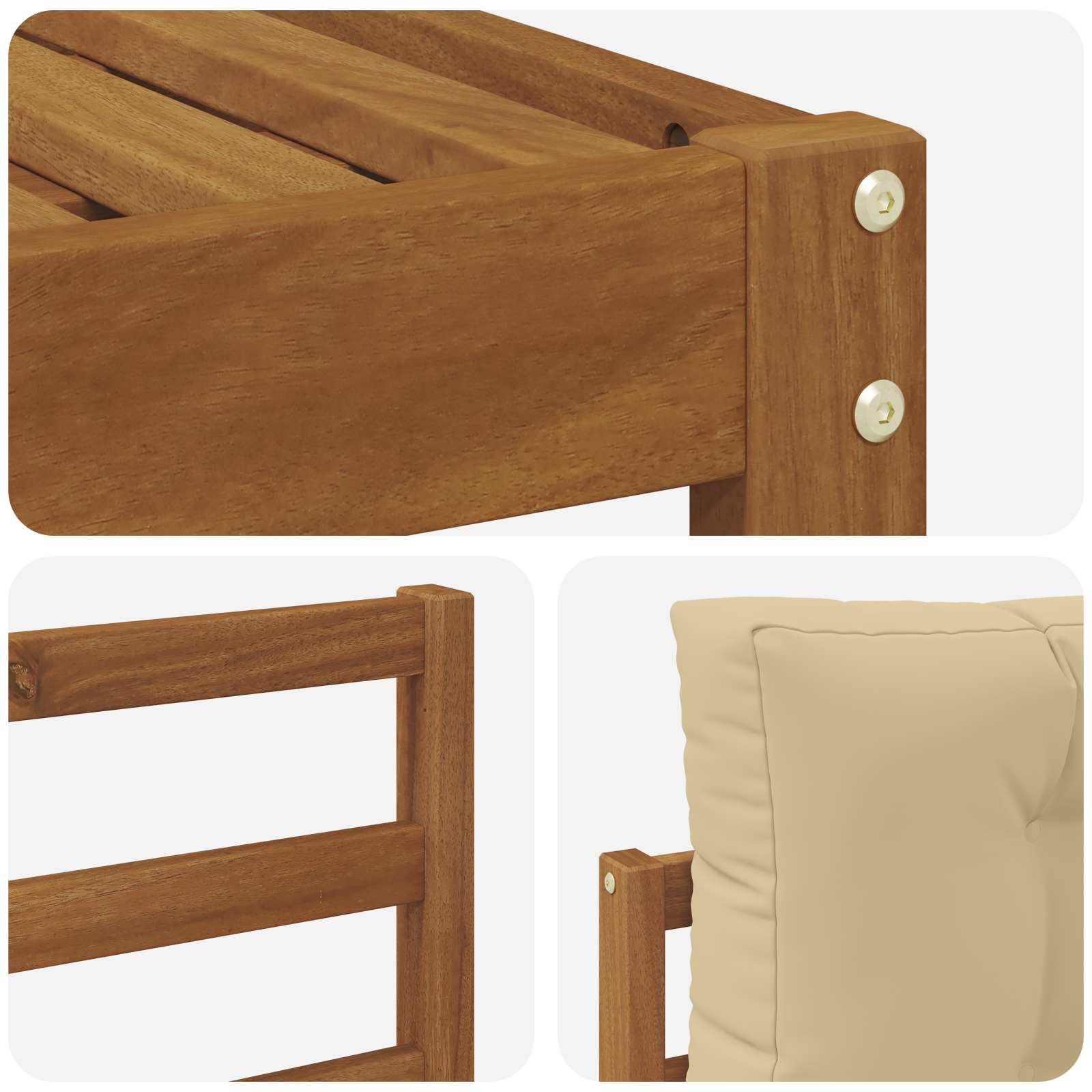 Outdoor-Sofagarnitur mit Kissen 6 pcs Natur und Beige