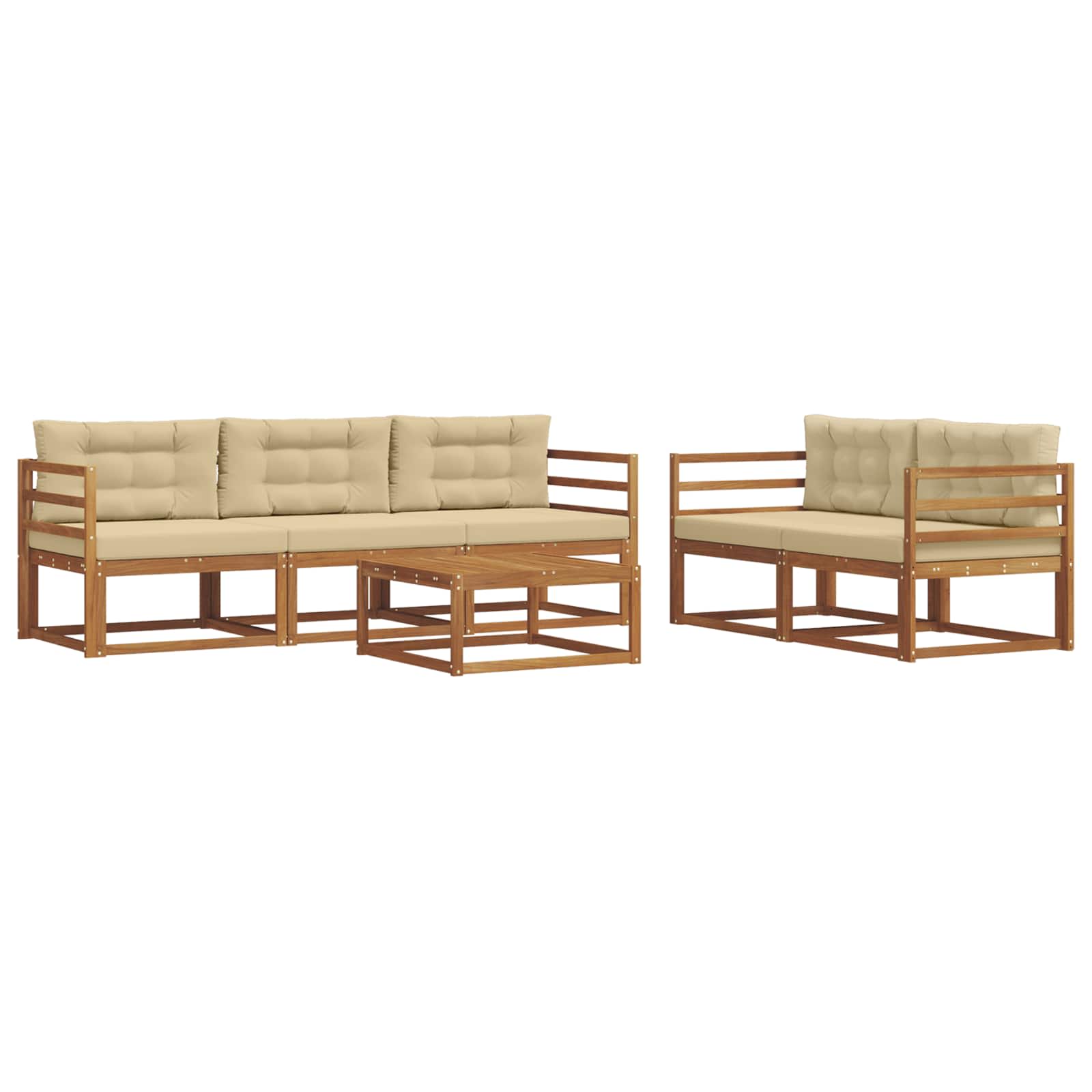 Outdoor-Sofagarnitur mit Kissen 6 pcs Natur und Beige