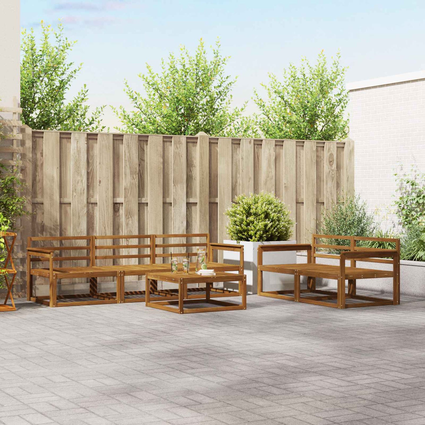 Outdoor-Sofagarnitur 6 pcs Natur Massivholz Akazie