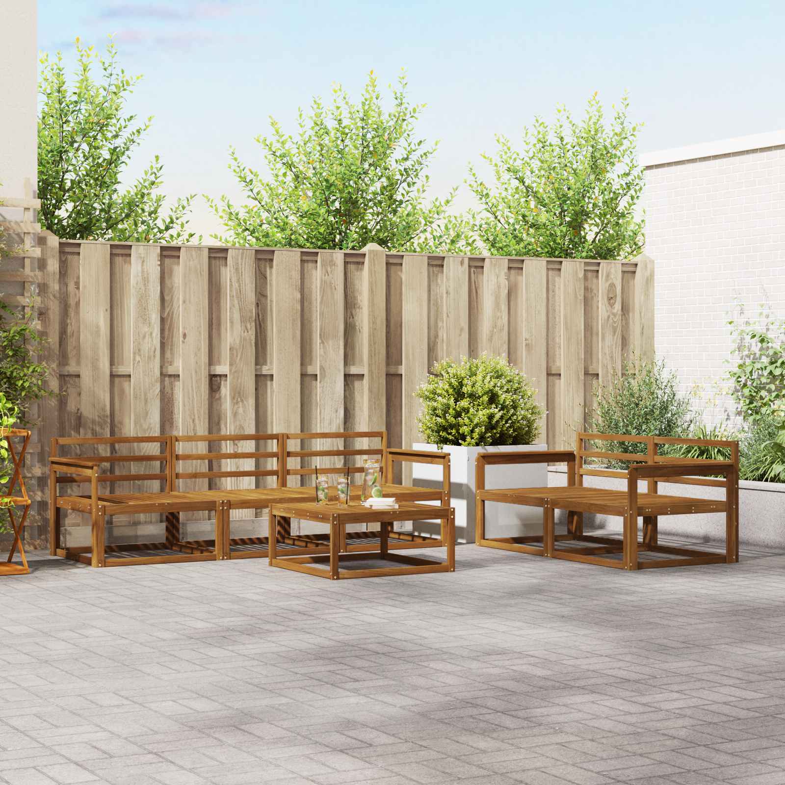 Outdoor-Sofagarnitur 6 pcs Natur Massivholz Akazie