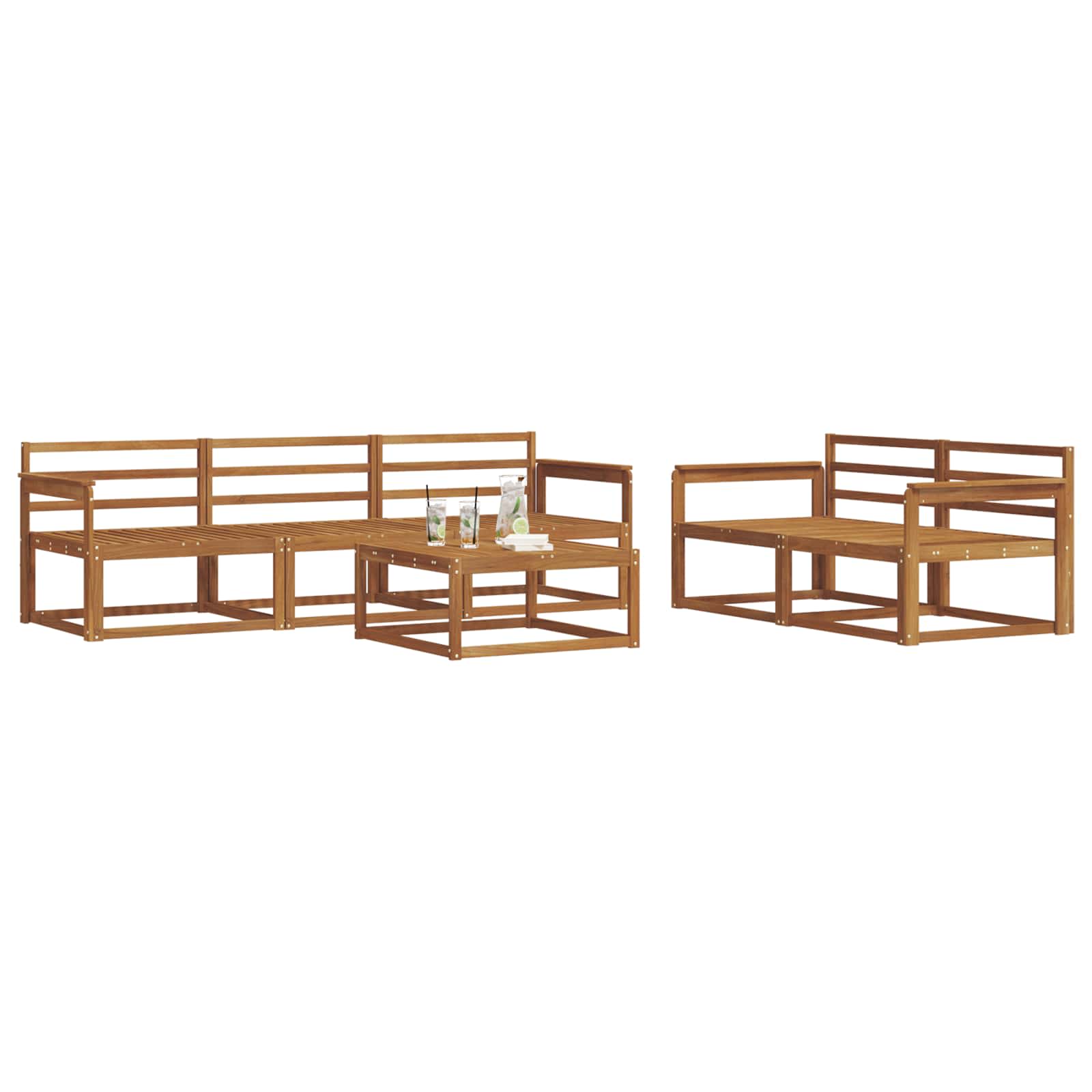 Outdoor-Sofagarnitur 6 pcs Natur Massivholz Akazie