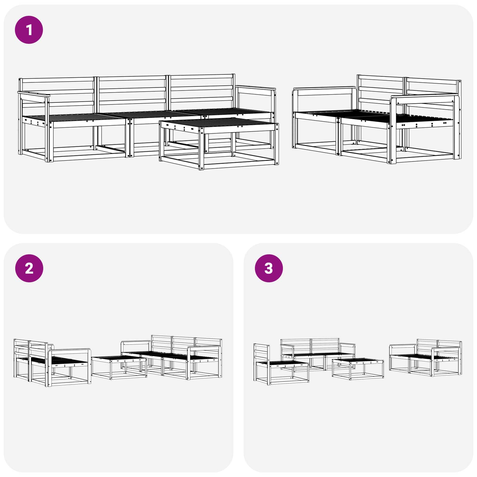 Outdoor-Sofagarnitur 6 pcs Natur Massivholz Akazie