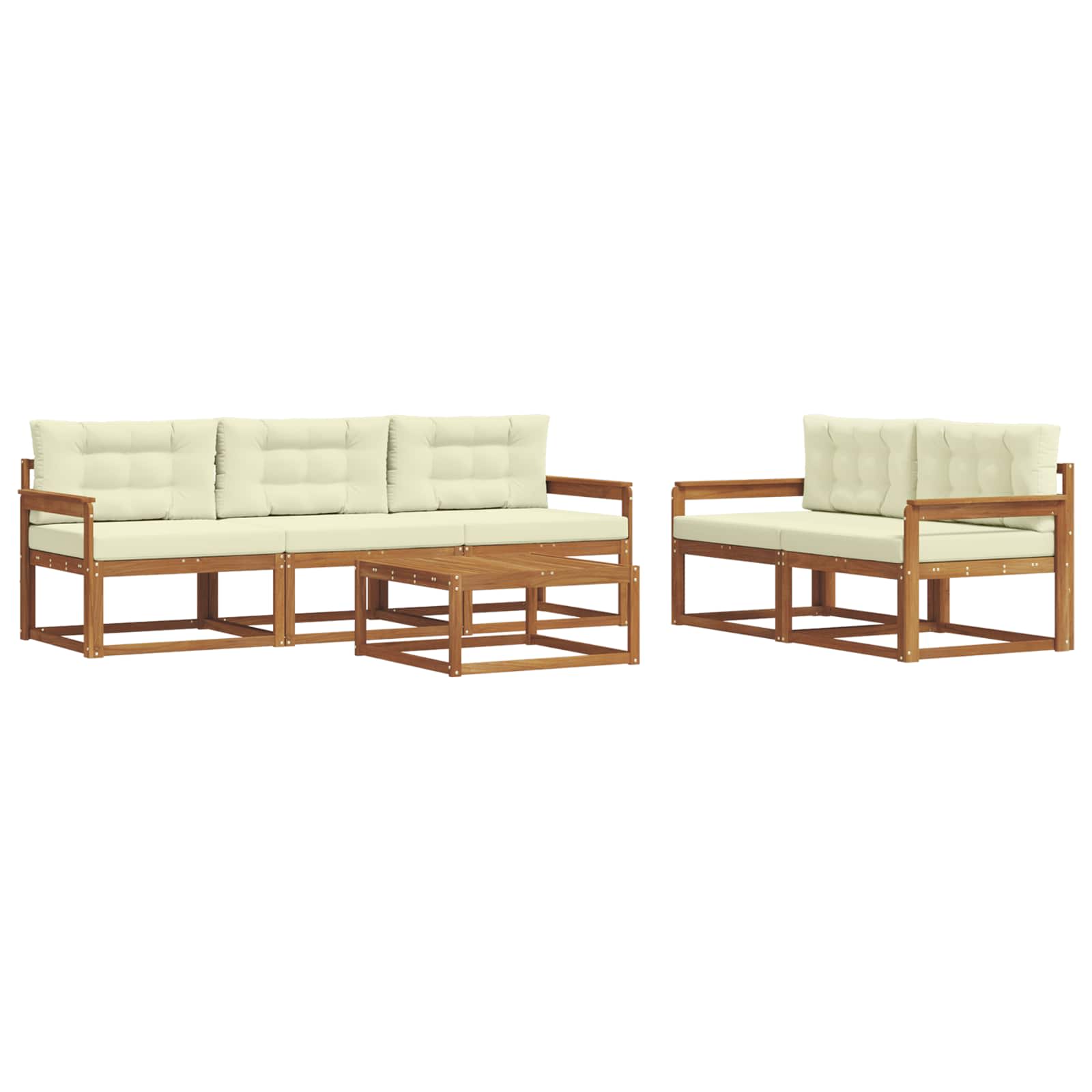 Outdoor-Sofagarnitur mit Kissen 6 pcs Natur und Creme