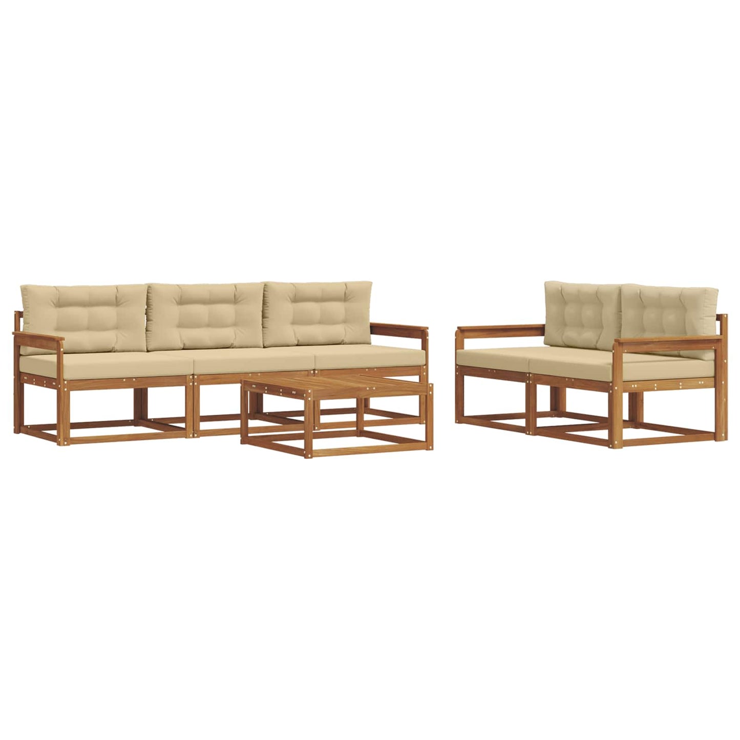 Outdoor-Sofagarnitur mit Kissen 6 pcs Natur und Beige