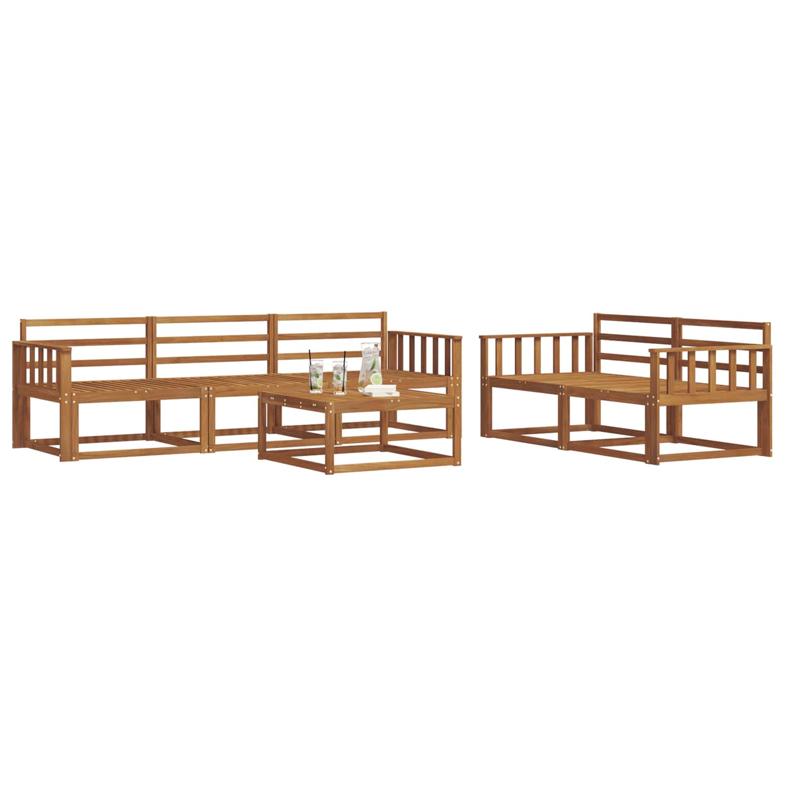 Outdoor-Sofagarnitur 6 pcs Natur Massivholz Akazie