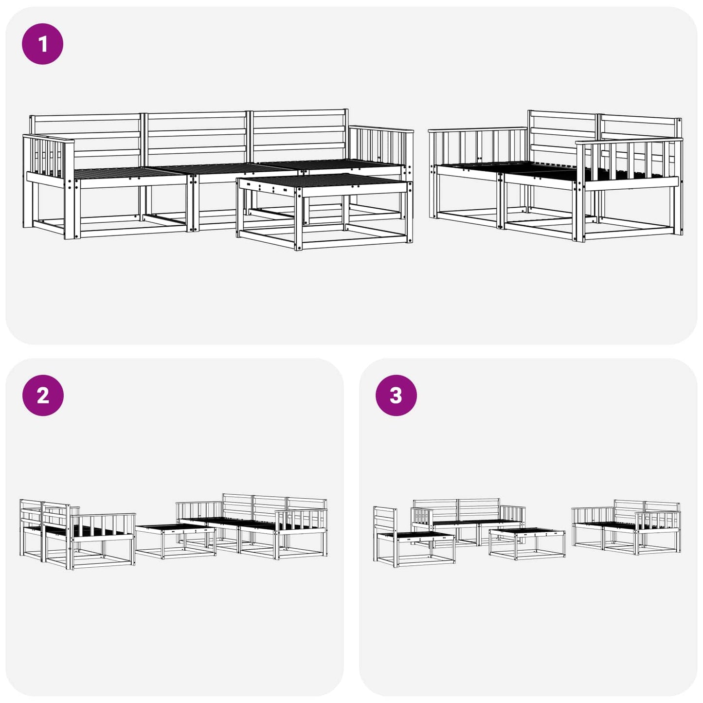 Outdoor-Sofagarnitur 6 pcs Natur Massivholz Akazie