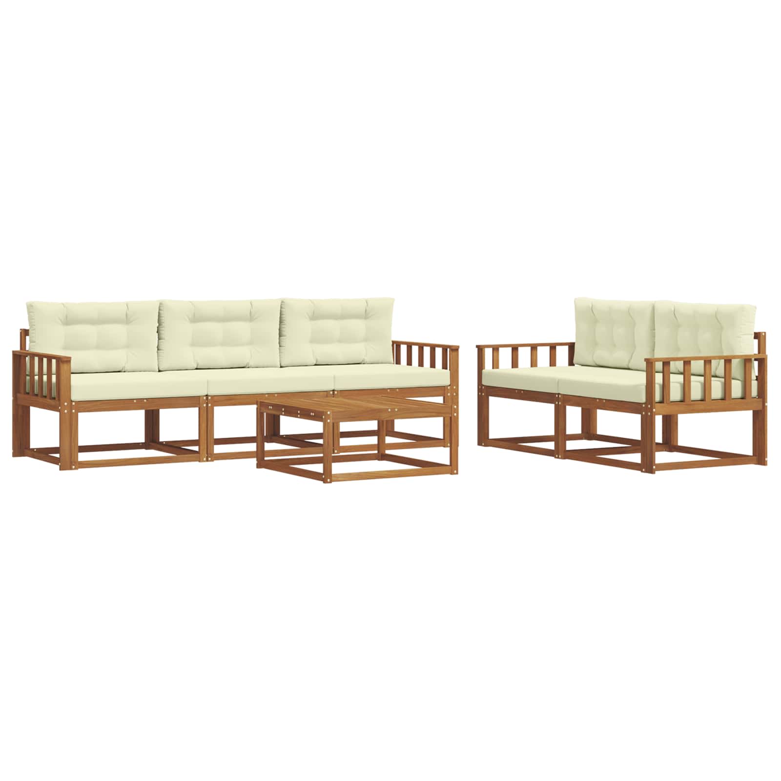 Outdoor-Sofagarnitur mit Kissen 6 pcs Natur und Creme