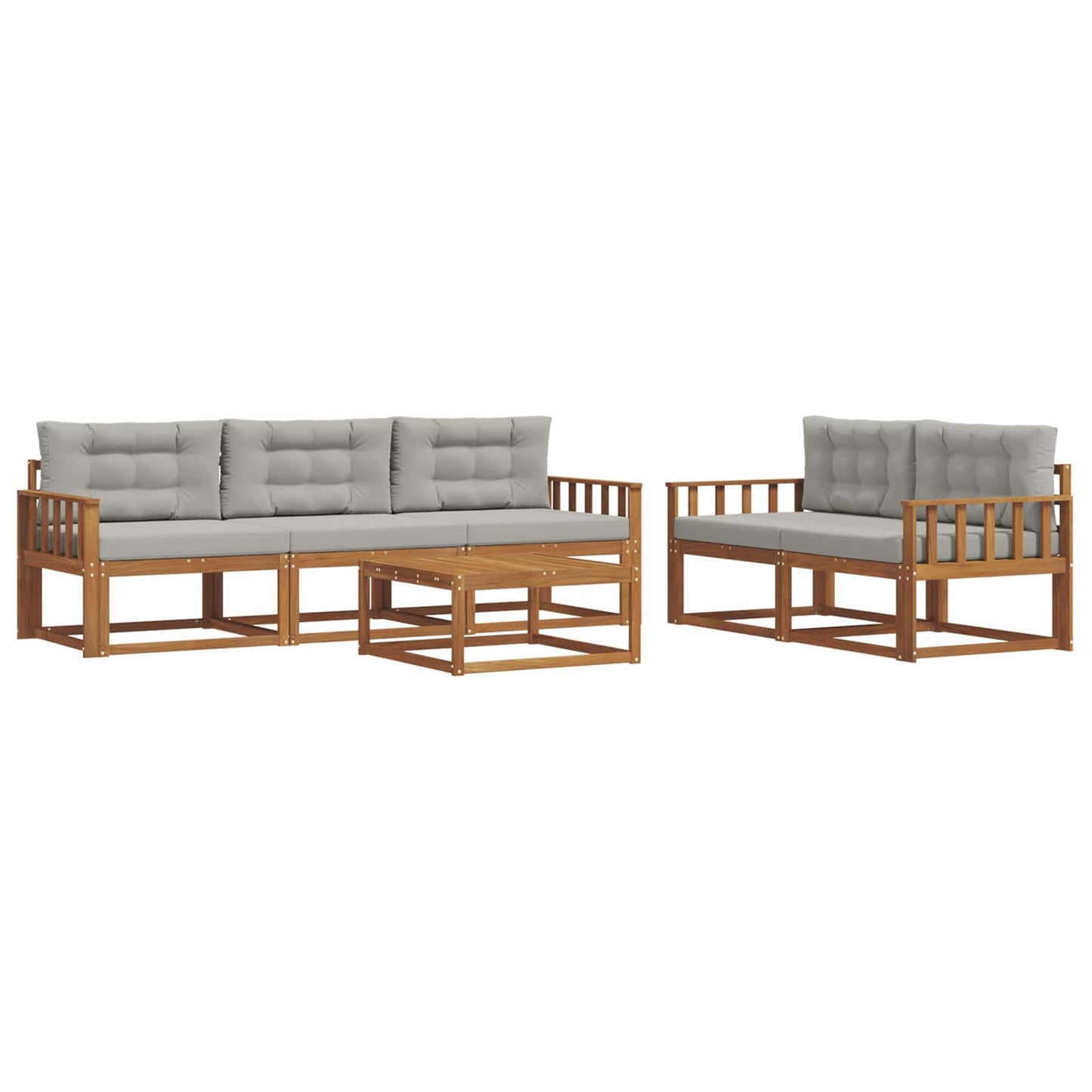 Outdoor-Sofagarnitur mit Kissen 6 pcs Natürlich und Hellgrau