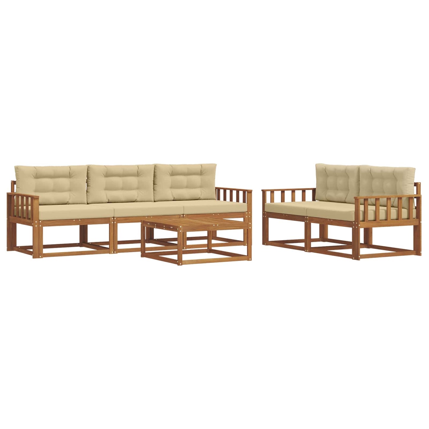 Outdoor-Sofagarnitur mit Kissen 6 pcs Natur und Beige