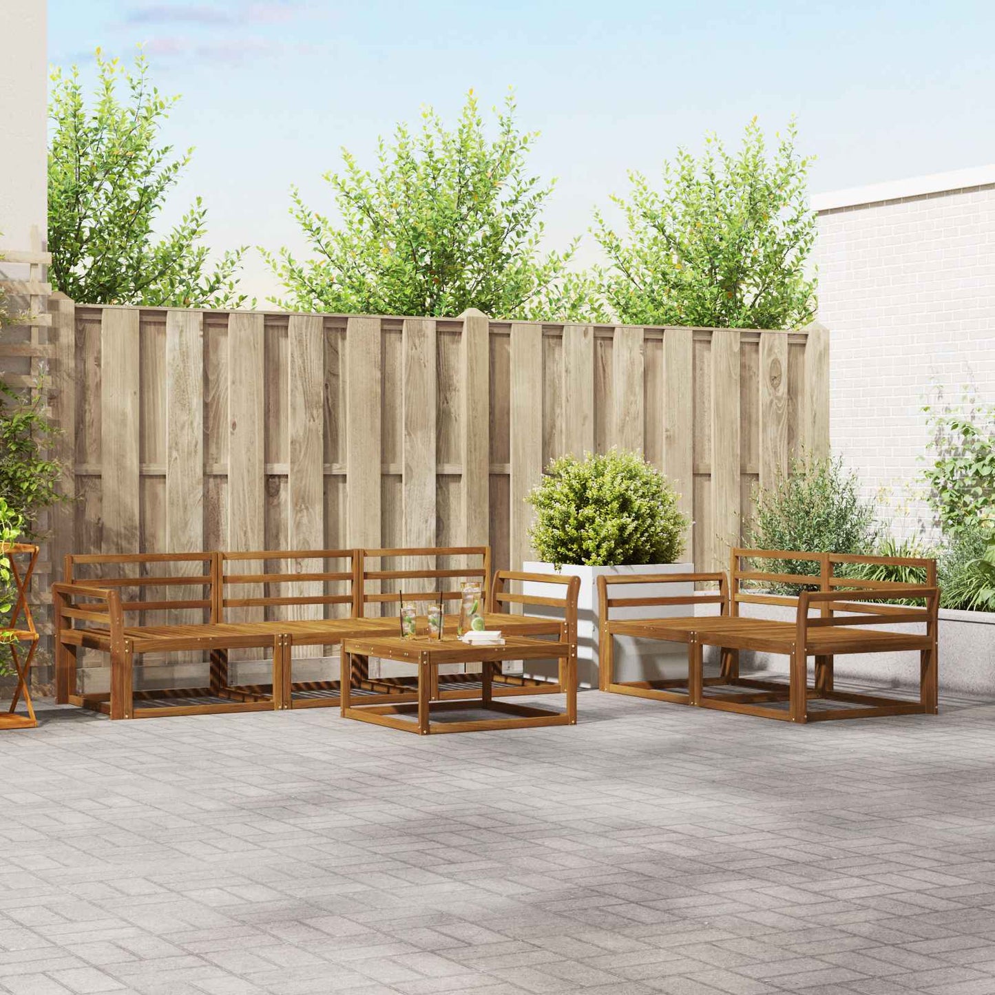 Outdoor-Sofagarnitur 6 pcs Natur Massivholz Akazie