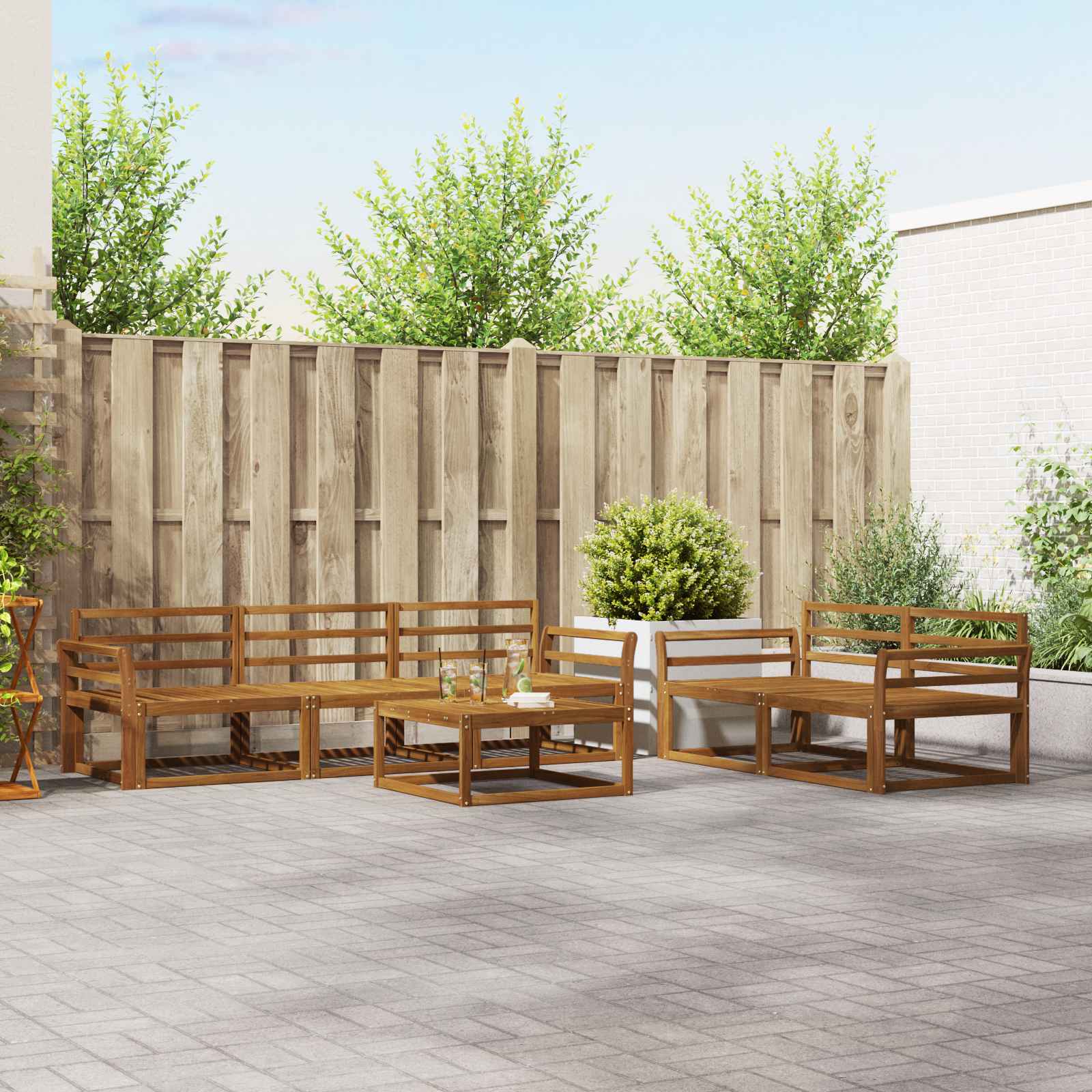 Outdoor-Sofagarnitur 6 pcs Natur Massivholz Akazie