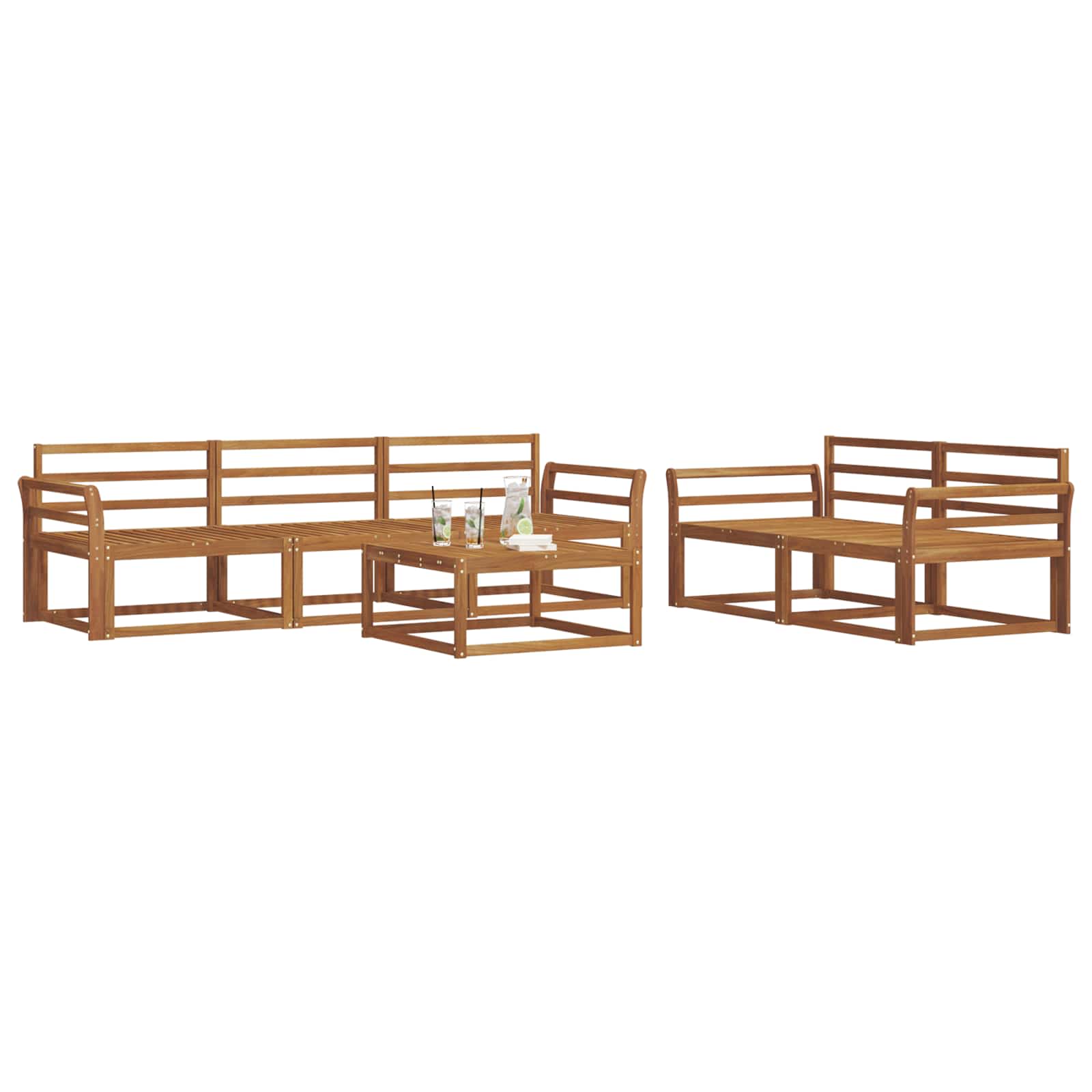 Outdoor-Sofagarnitur 6 pcs Natur Massivholz Akazie
