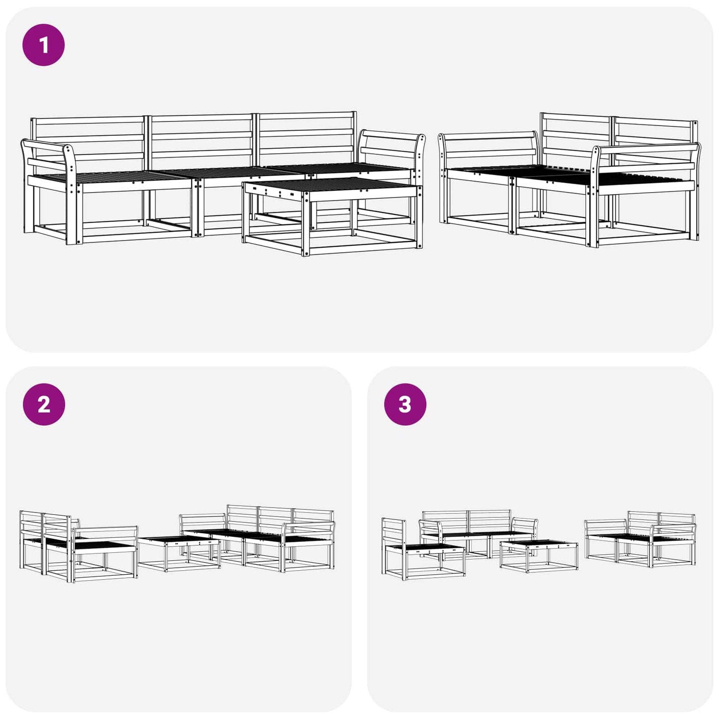 Outdoor-Sofagarnitur 6 pcs Natur Massivholz Akazie