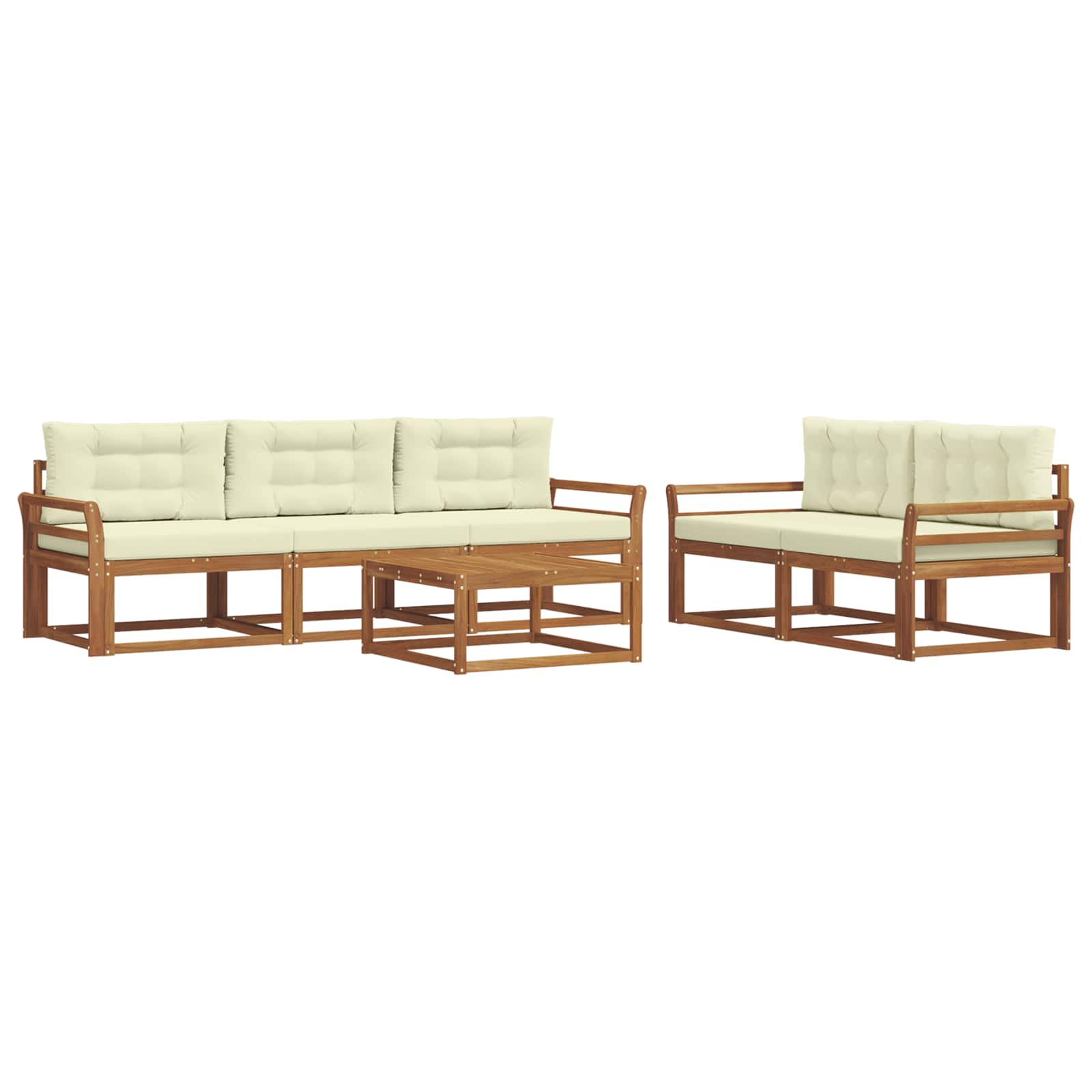 Outdoor-Sofagarnitur mit Kissen 6 pcs Natur und Creme