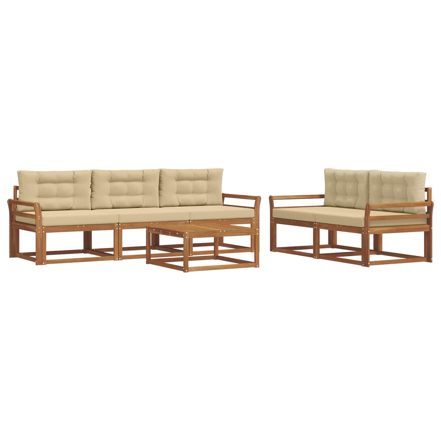 Outdoor-Sofagarnitur mit Kissen 6 pcs Natur und Beige