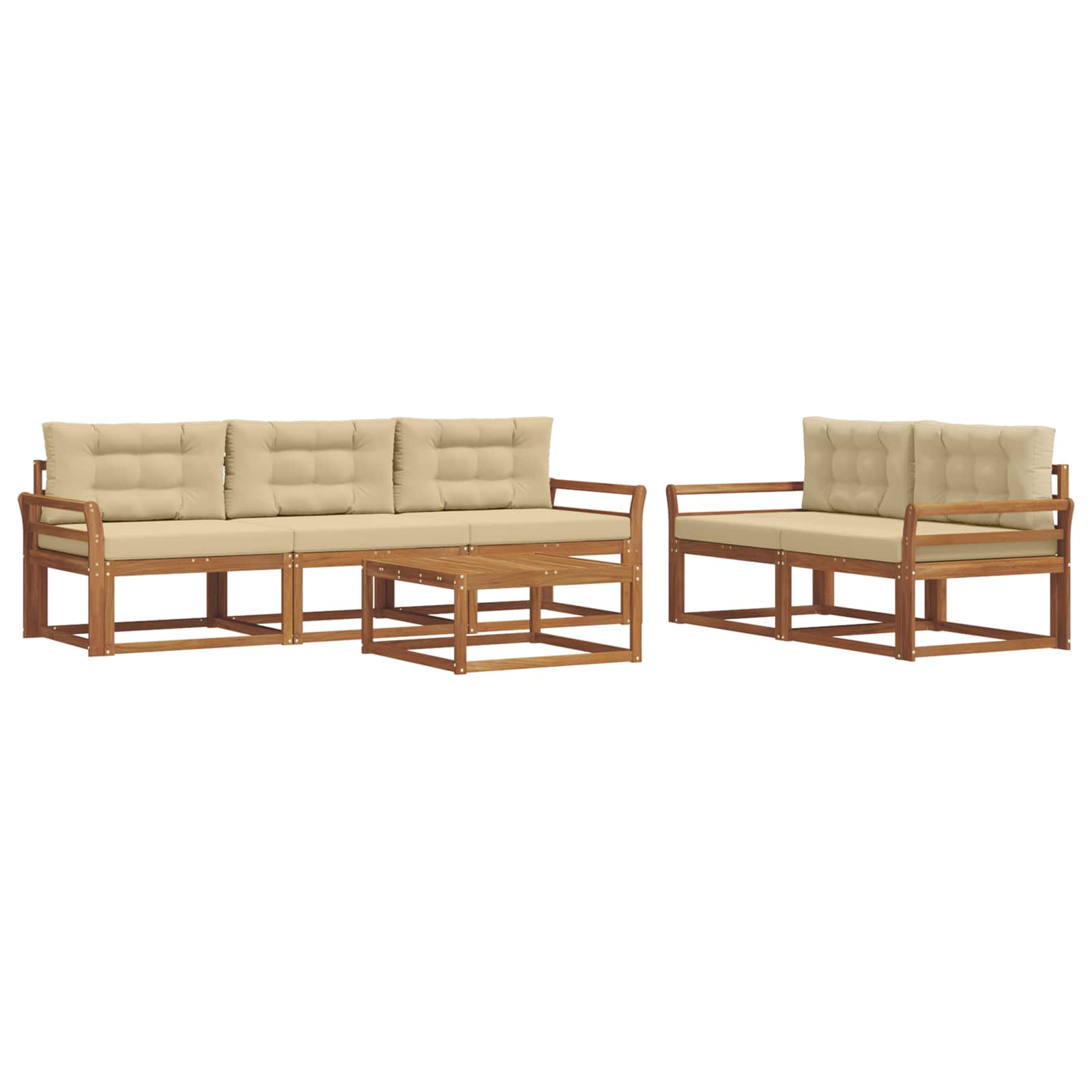 Outdoor-Sofagarnitur mit Kissen 6 pcs Natur und Beige