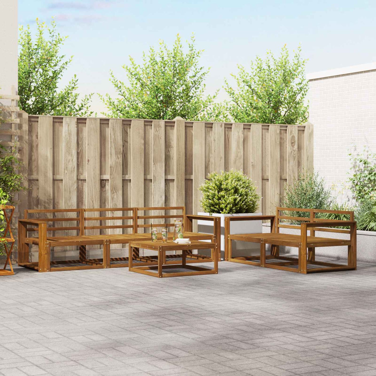 Outdoor-Sofagarnitur 6 pcs Natur Massivholz Akazie