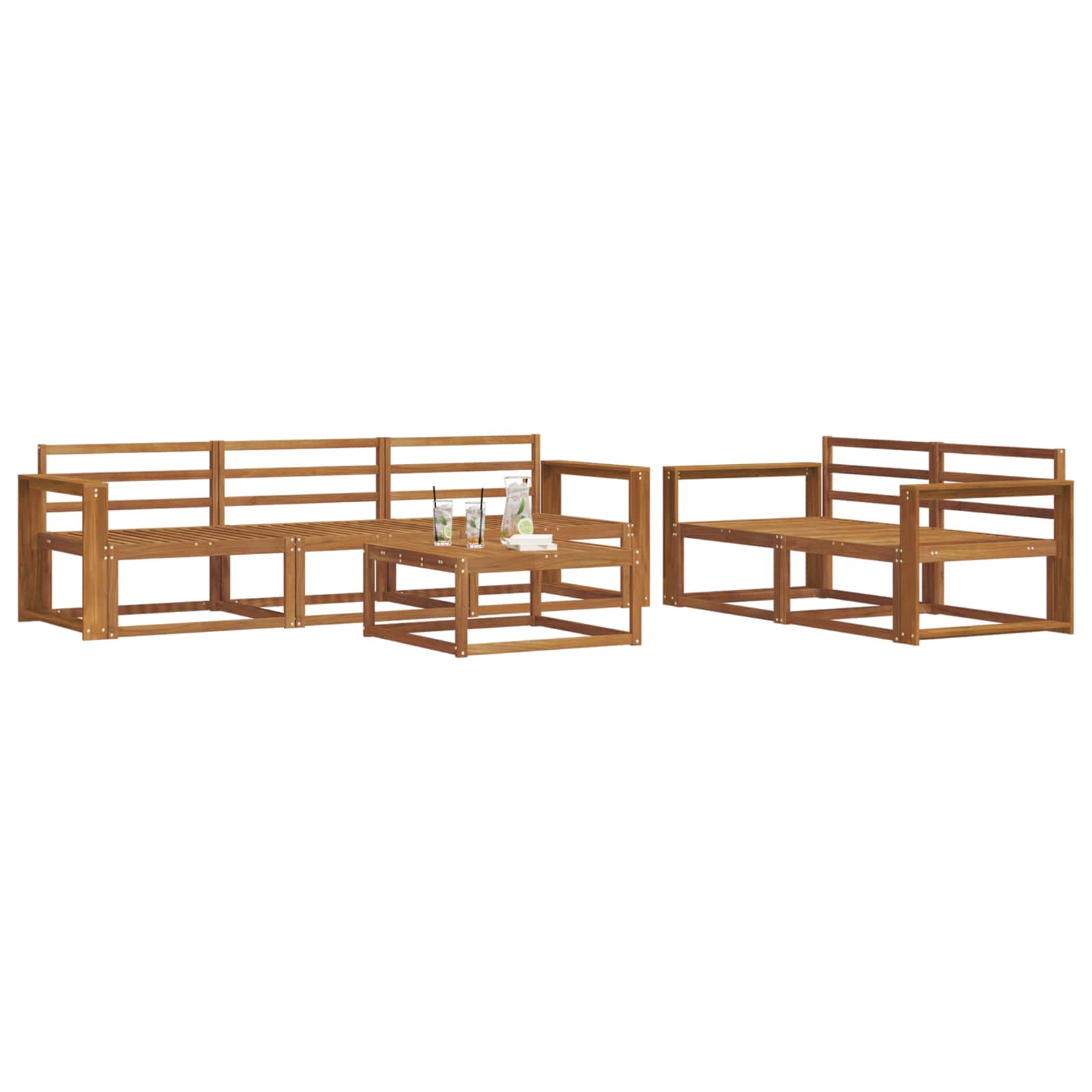Outdoor-Sofagarnitur 6 pcs Natur Massivholz Akazie