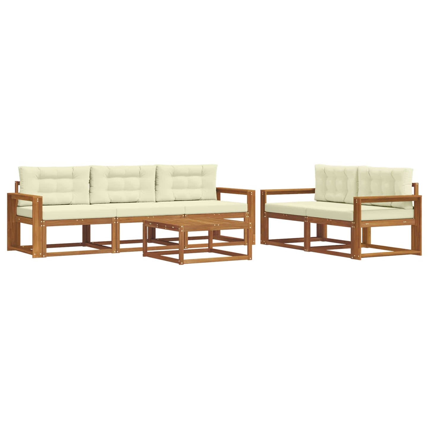 Outdoor-Sofagarnitur mit Kissen 6 pcs Natur und Creme