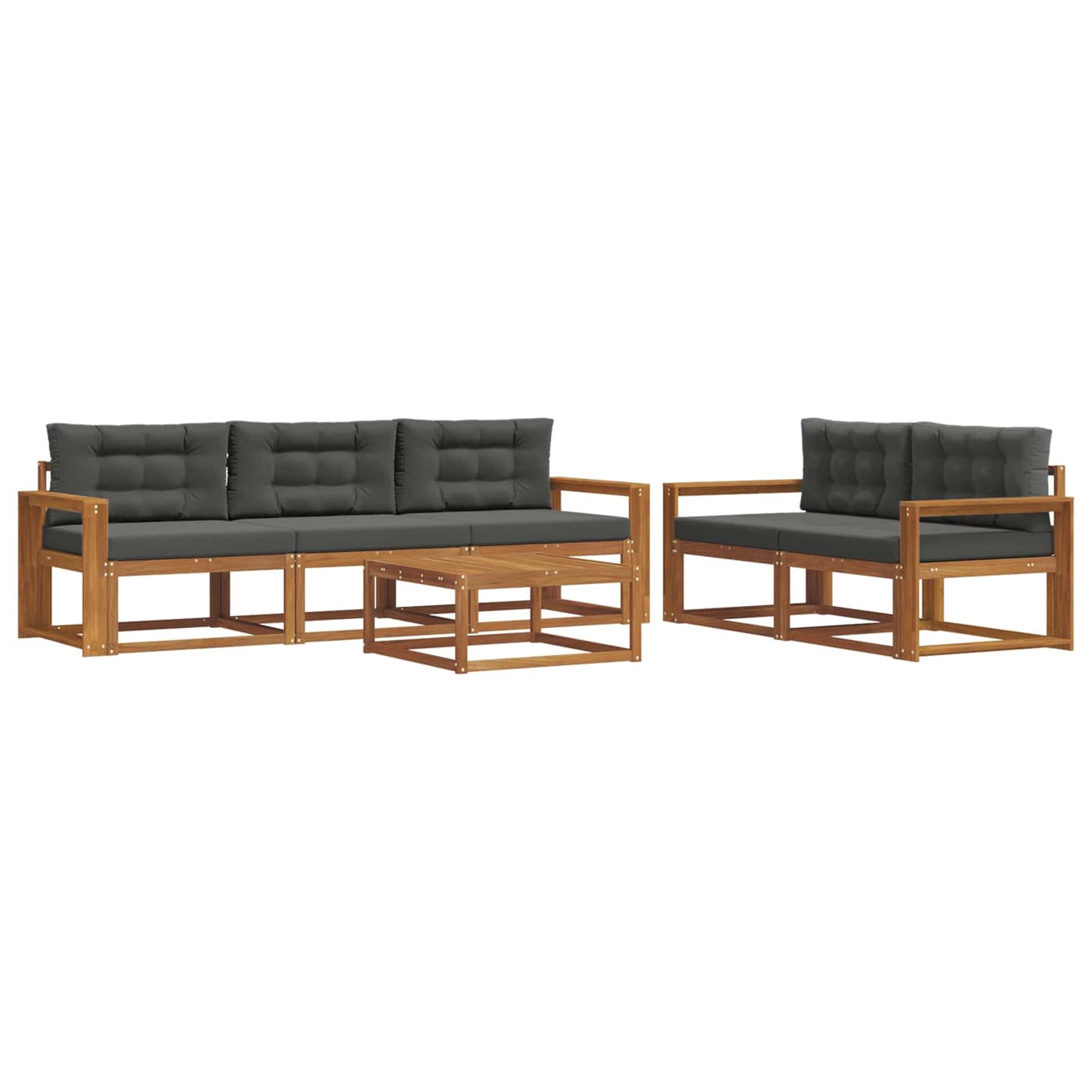 Outdoor-Sofagarnitur mit Kissen 6 pcs Natur und Anthrazit