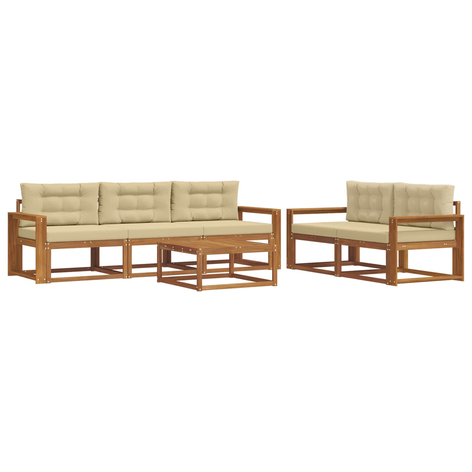 Outdoor-Sofagarnitur mit Kissen 6 pcs Natur und Beige