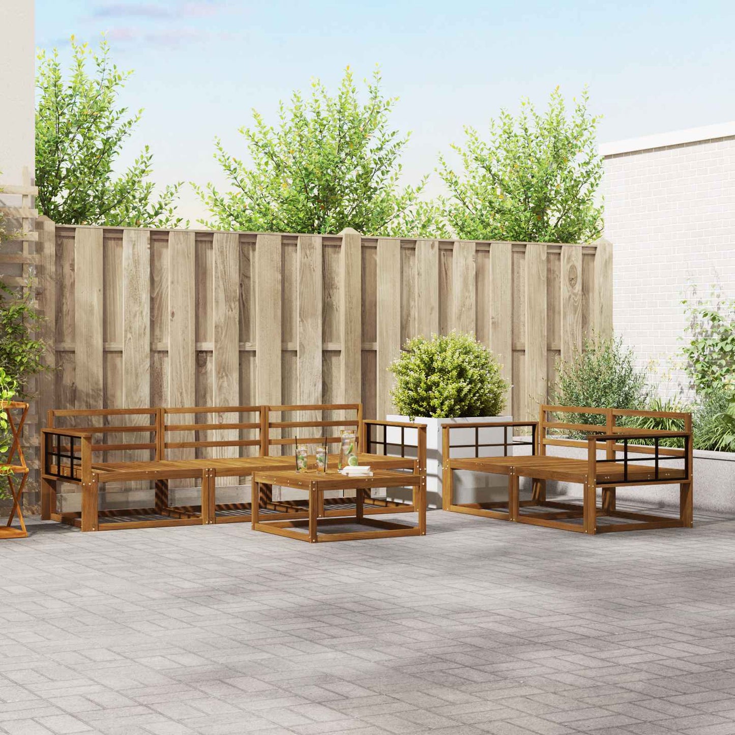 Outdoor-Sofagarnitur 6 pcs Natur Massivholz Akazie