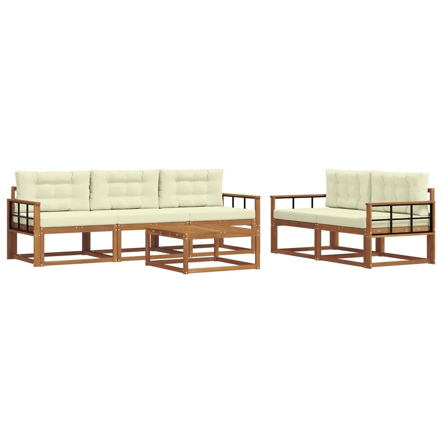 Outdoor-Sofagarnitur mit Kissen 6 pcs Natur und Creme
