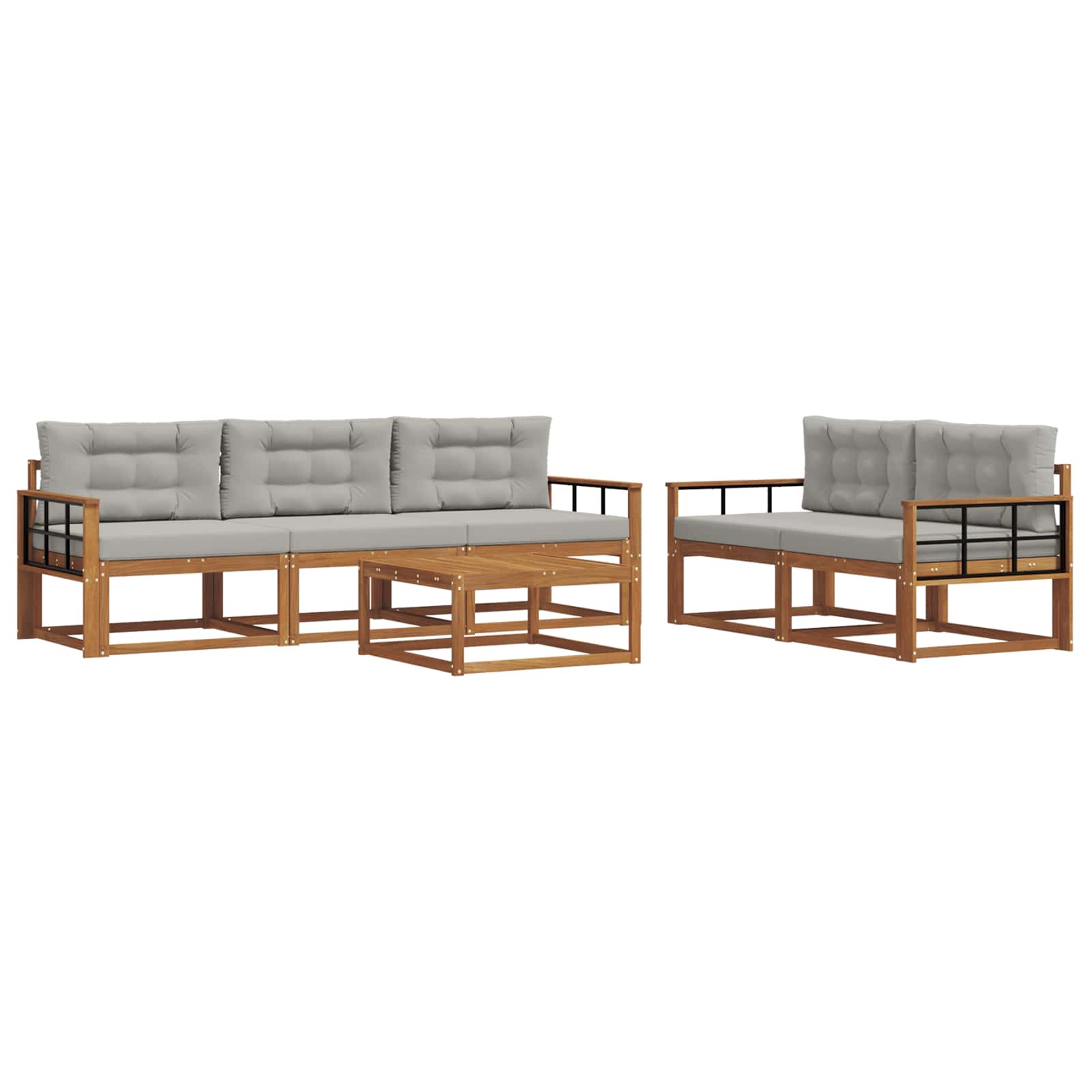 Outdoor-Sofagarnitur mit Kissen 6 pcs Natürlich und Hellgrau