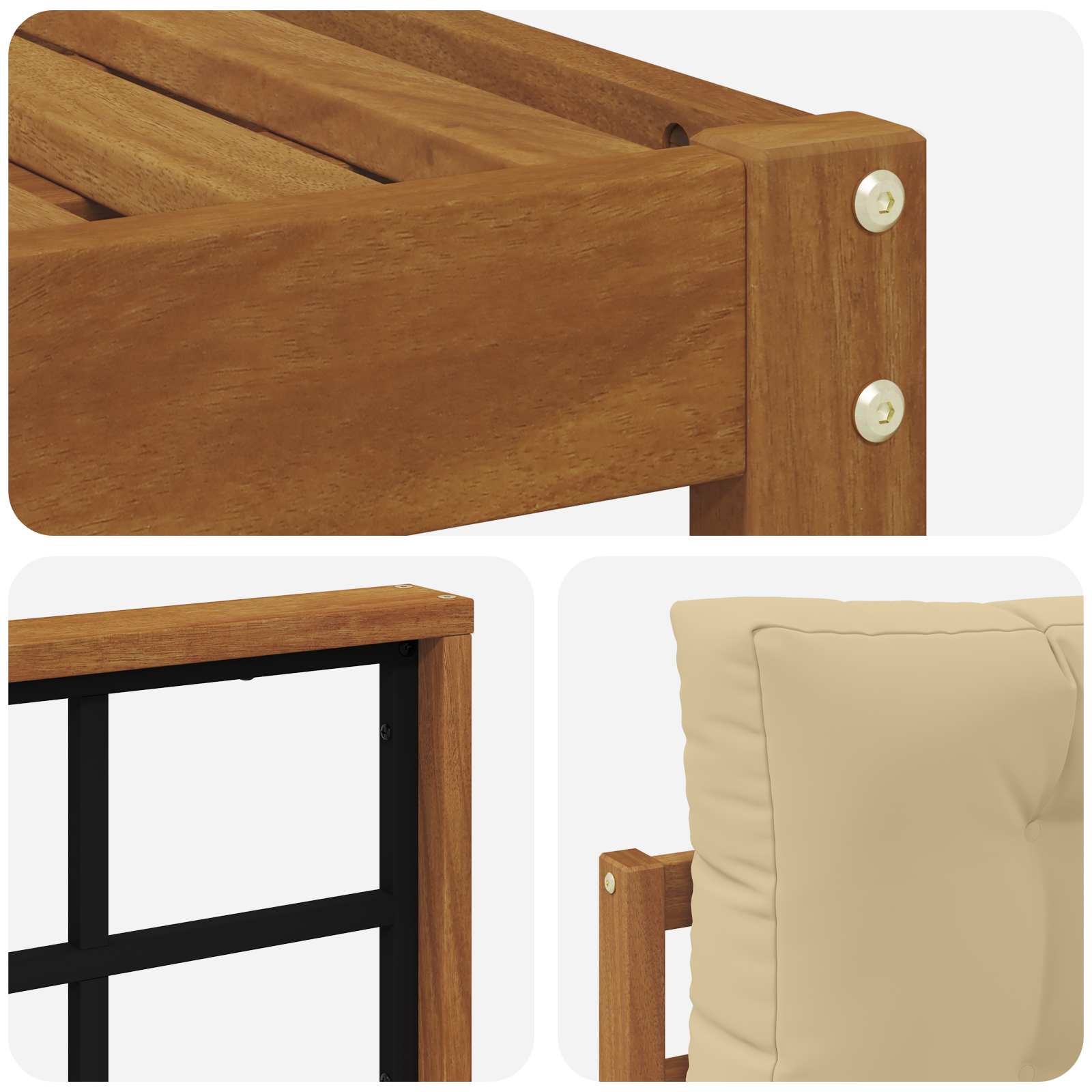 Outdoor-Sofagarnitur mit Kissen 6 pcs Natur und Beige