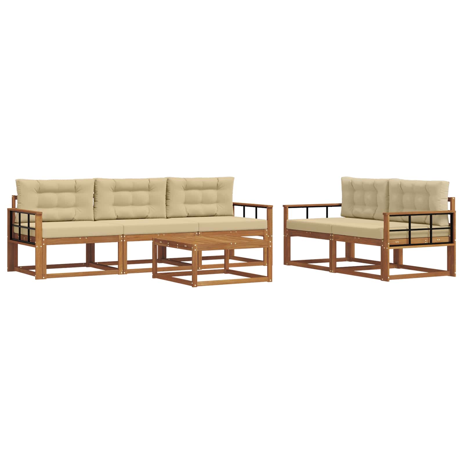 Outdoor-Sofagarnitur mit Kissen 6 pcs Natur und Beige