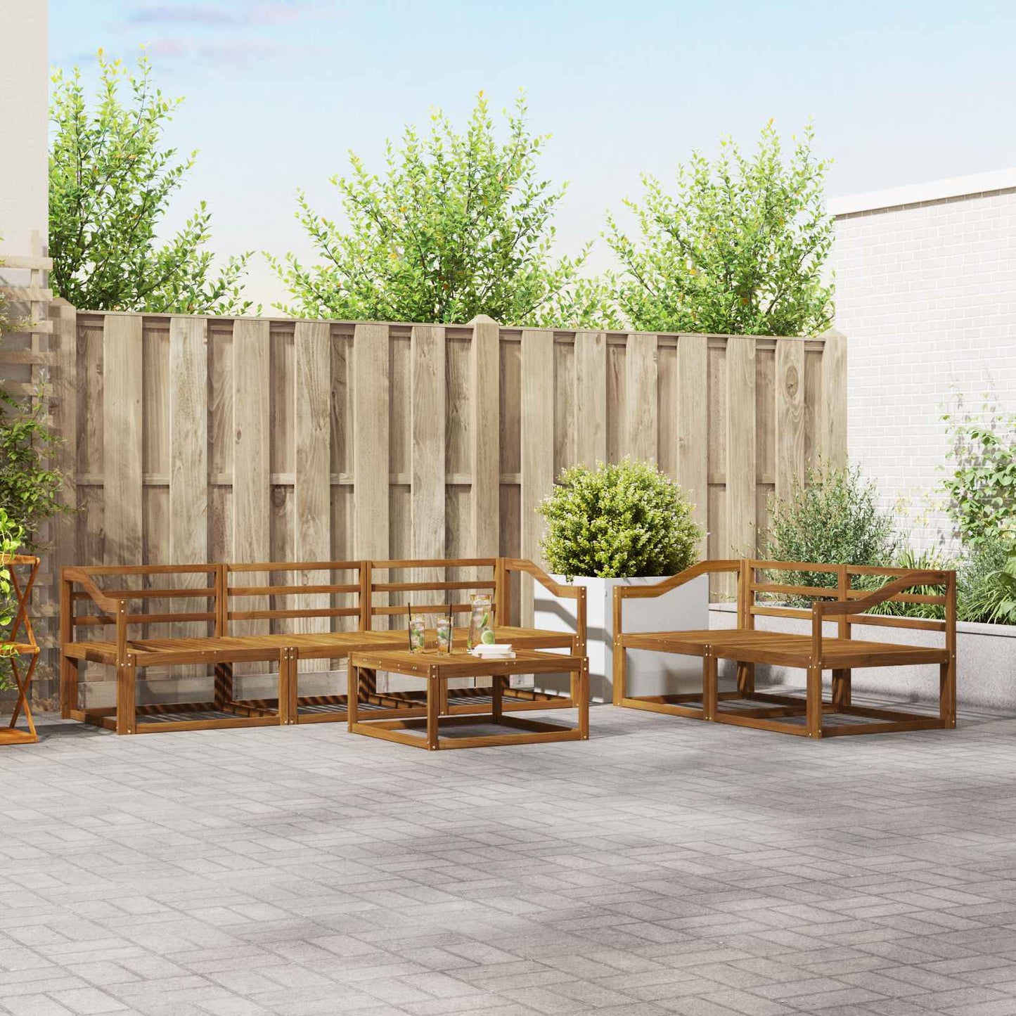 Outdoor-Sofagarnitur 6 pcs Natur Massivholz Akazie