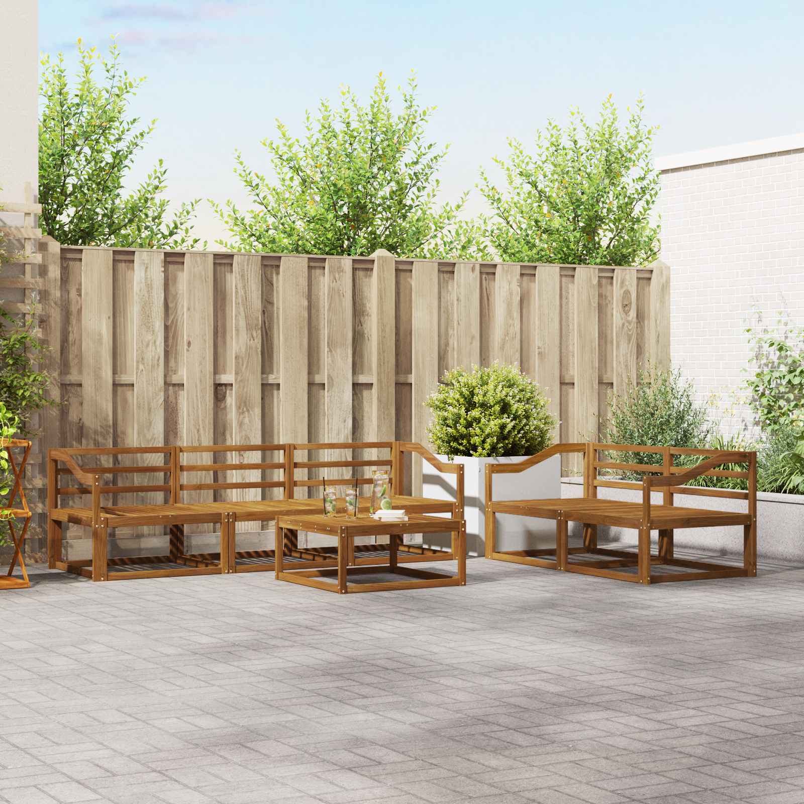 Outdoor-Sofagarnitur 6 pcs Natur Massivholz Akazie