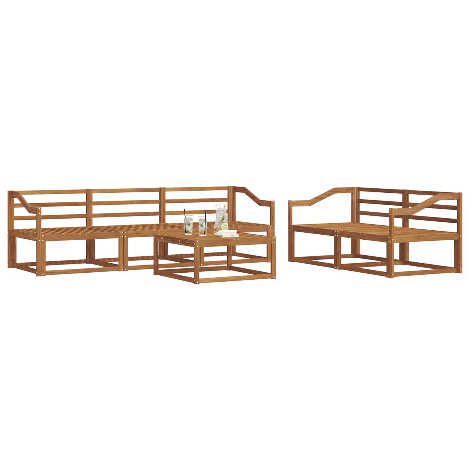 Outdoor-Sofagarnitur 6 pcs Natur Massivholz Akazie