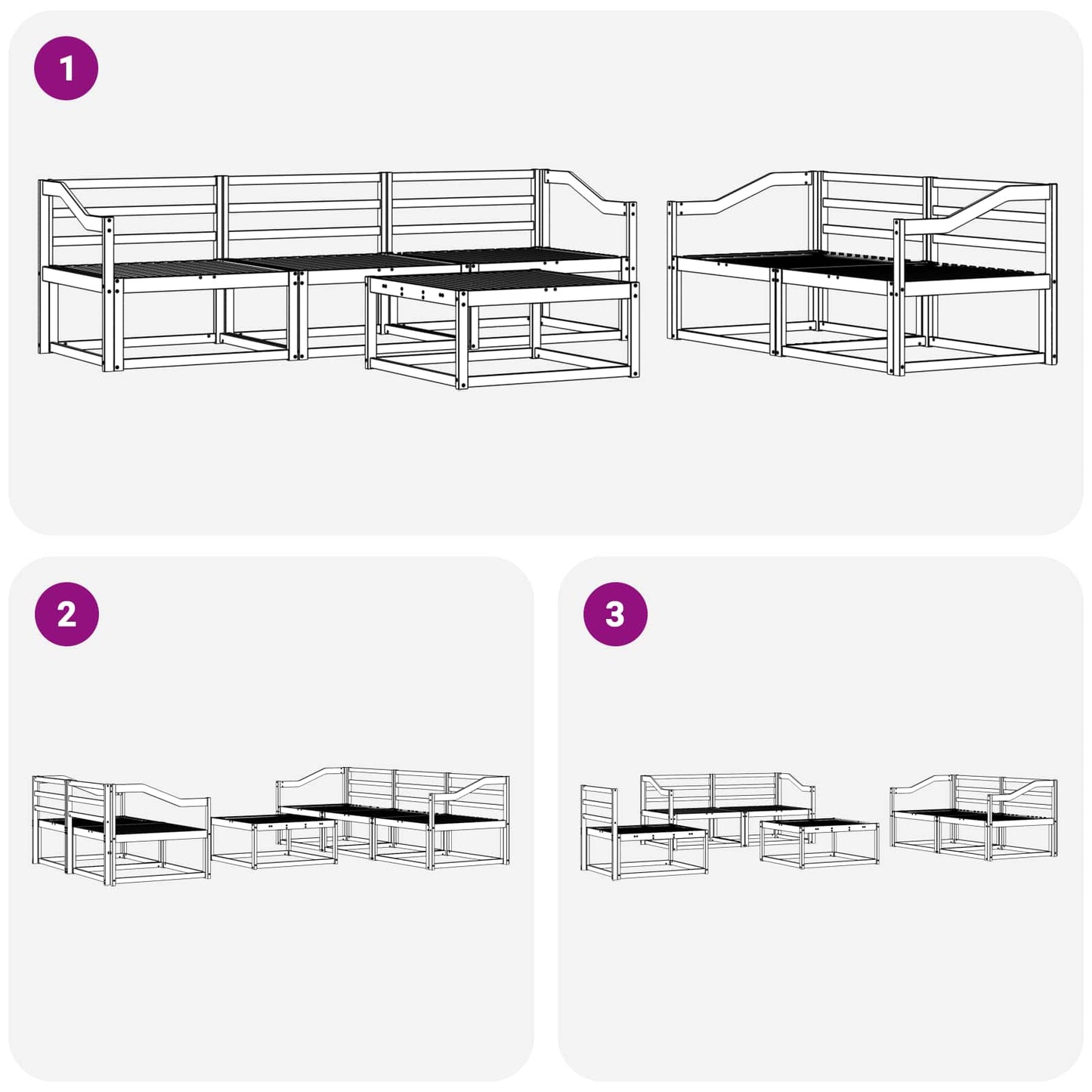 Outdoor-Sofagarnitur 6 pcs Natur Massivholz Akazie
