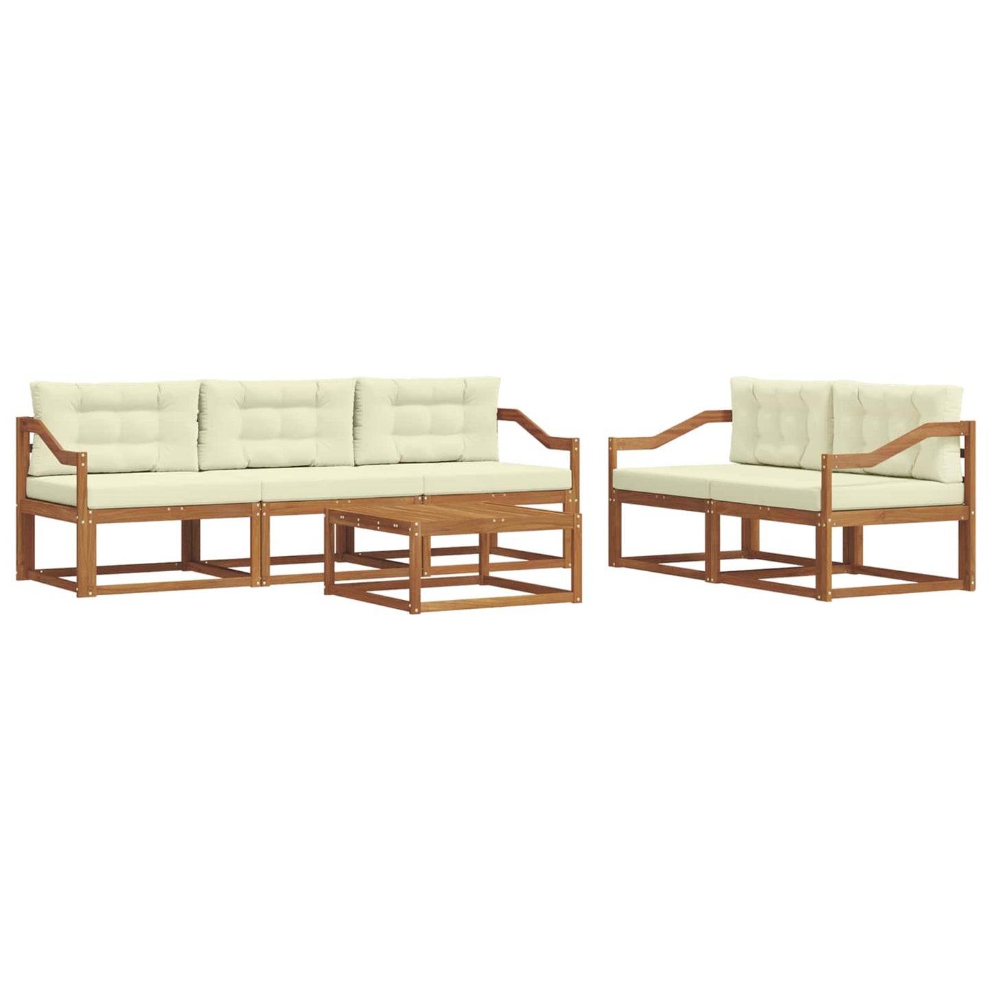 Outdoor-Sofagarnitur mit Kissen 6 pcs Natur und Creme