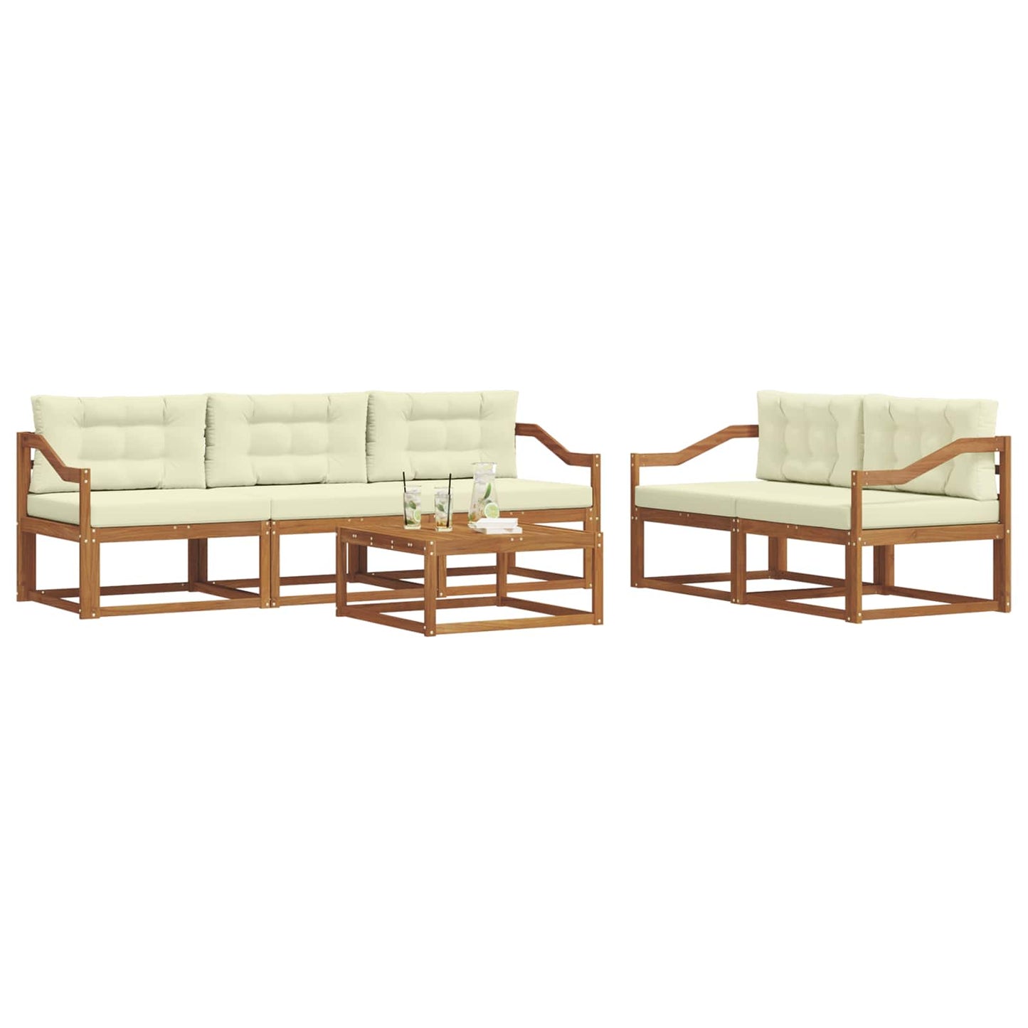 Outdoor-Sofagarnitur mit Kissen 6 pcs Natur und Creme