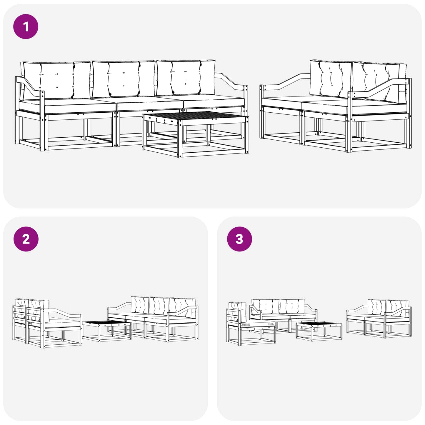 Outdoor-Sofagarnitur mit Kissen 6 pcs Natur und Creme