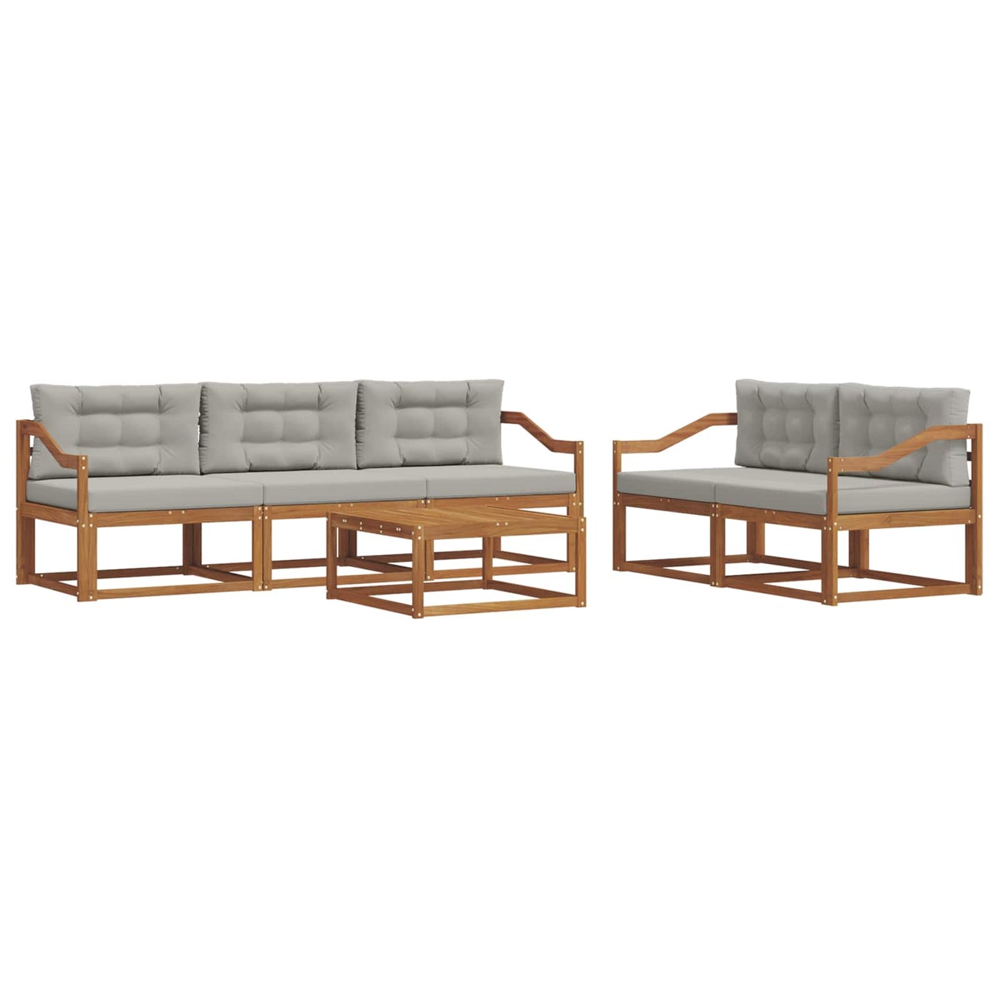 Outdoor-Sofagarnitur mit Kissen 6 pcs Natürlich und Hellgrau