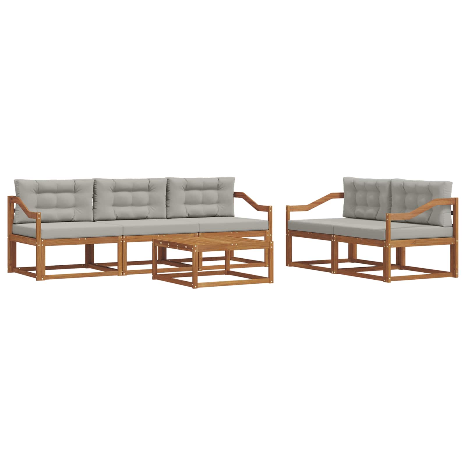 Outdoor-Sofagarnitur mit Kissen 6 pcs Natürlich und Hellgrau