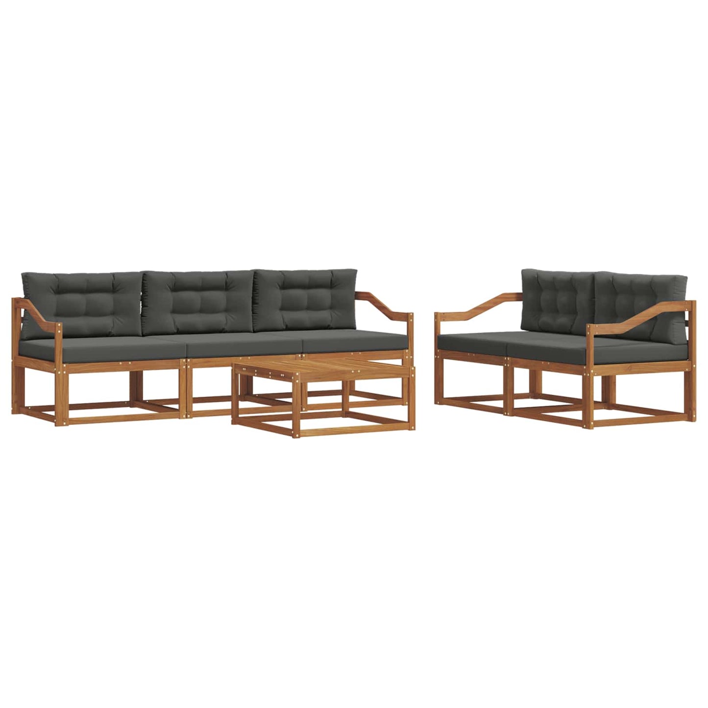 Outdoor-Sofagarnitur mit Kissen 6 pcs Natur und Anthrazit