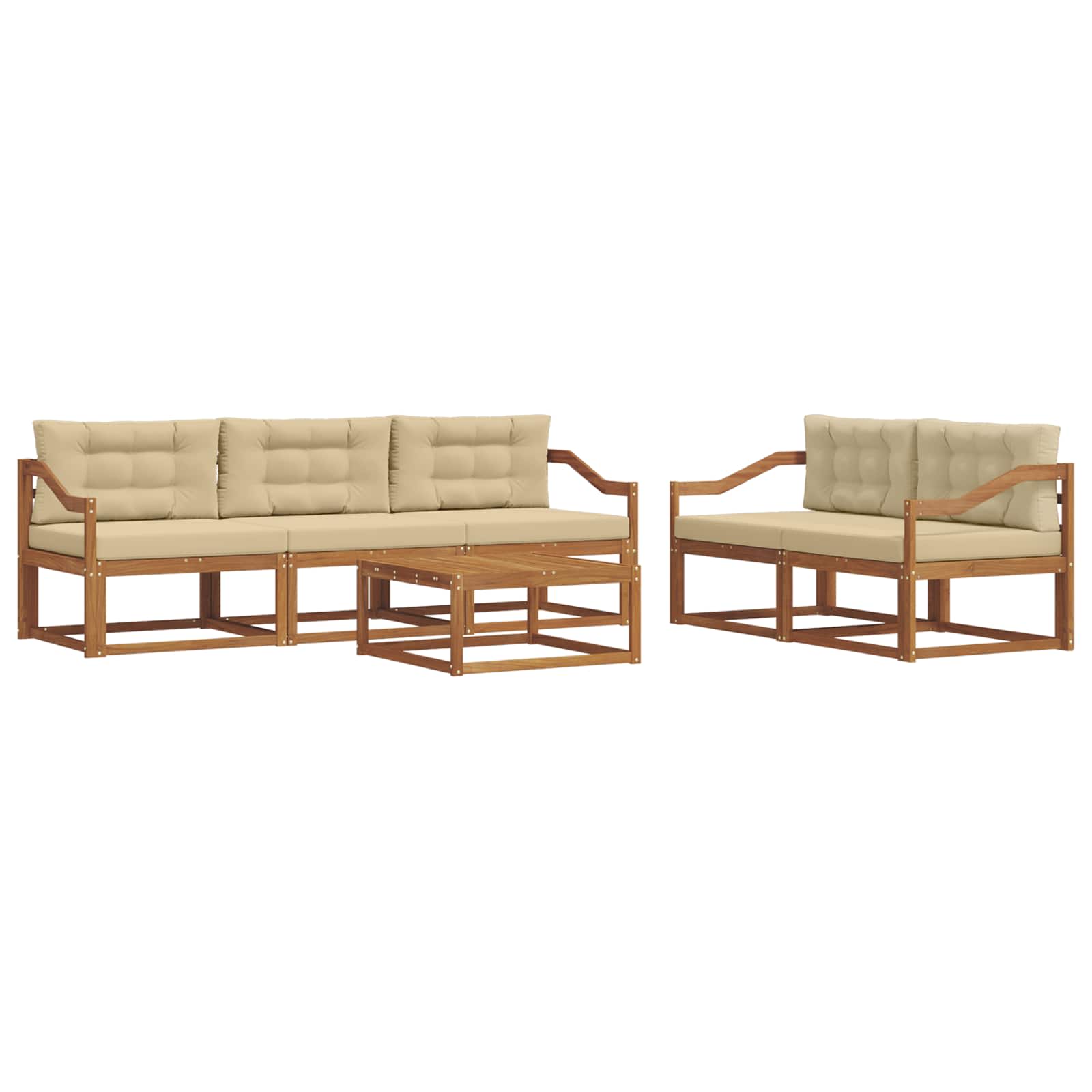 Outdoor-Sofagarnitur mit Kissen 6 pcs Natur und Beige