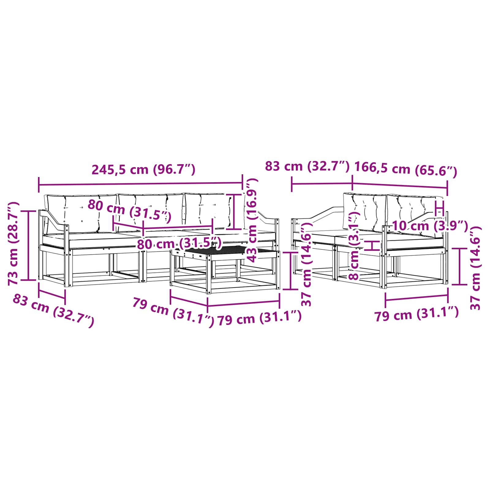 Outdoor-Sofagarnitur mit Kissen 6 pcs Natur und Beige