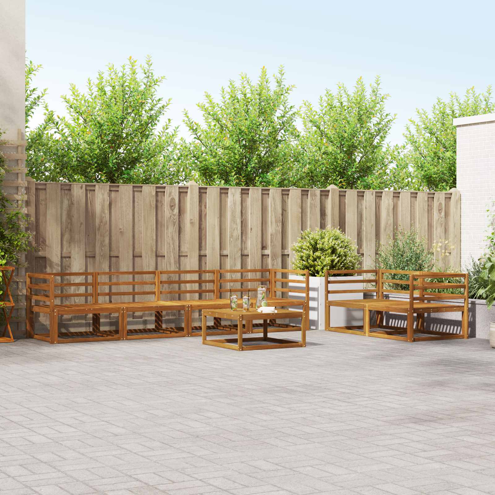 Outdoor-Sofagarnitur 7 pcs Natur Massivholz Akazie