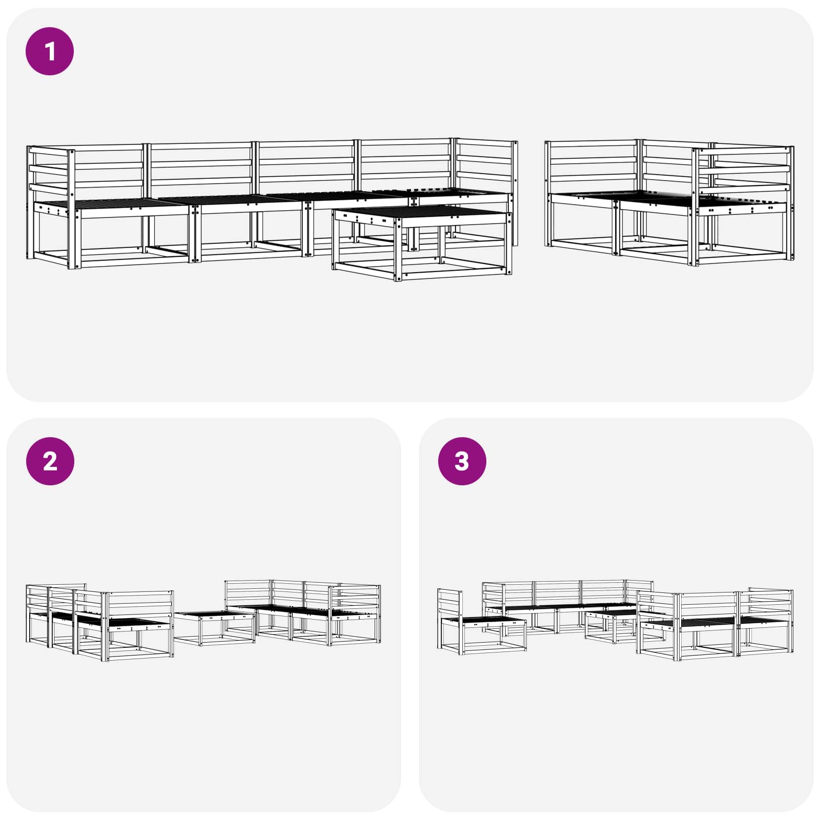 Outdoor-Sofagarnitur 7 pcs Natur Massivholz Akazie