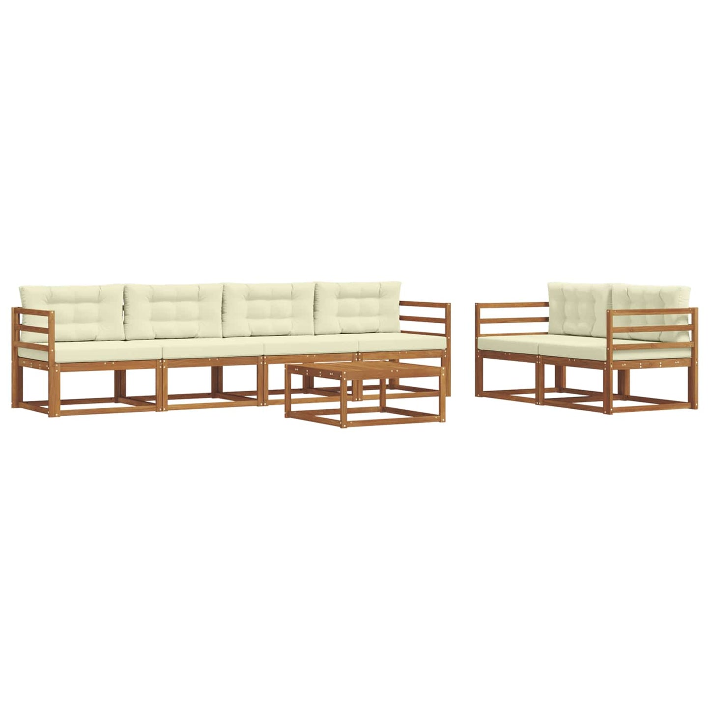 Outdoor-Sofagarnitur mit Kissen 7 pcs Natur und Creme