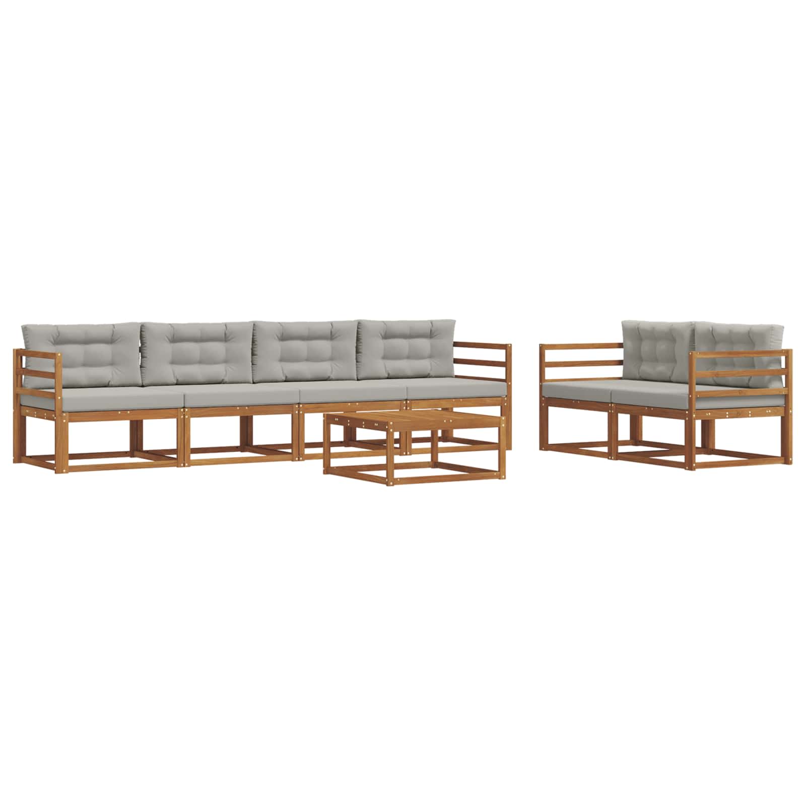 Outdoor-Sofagarnitur 7 pcs Natürlich und Hellgrau