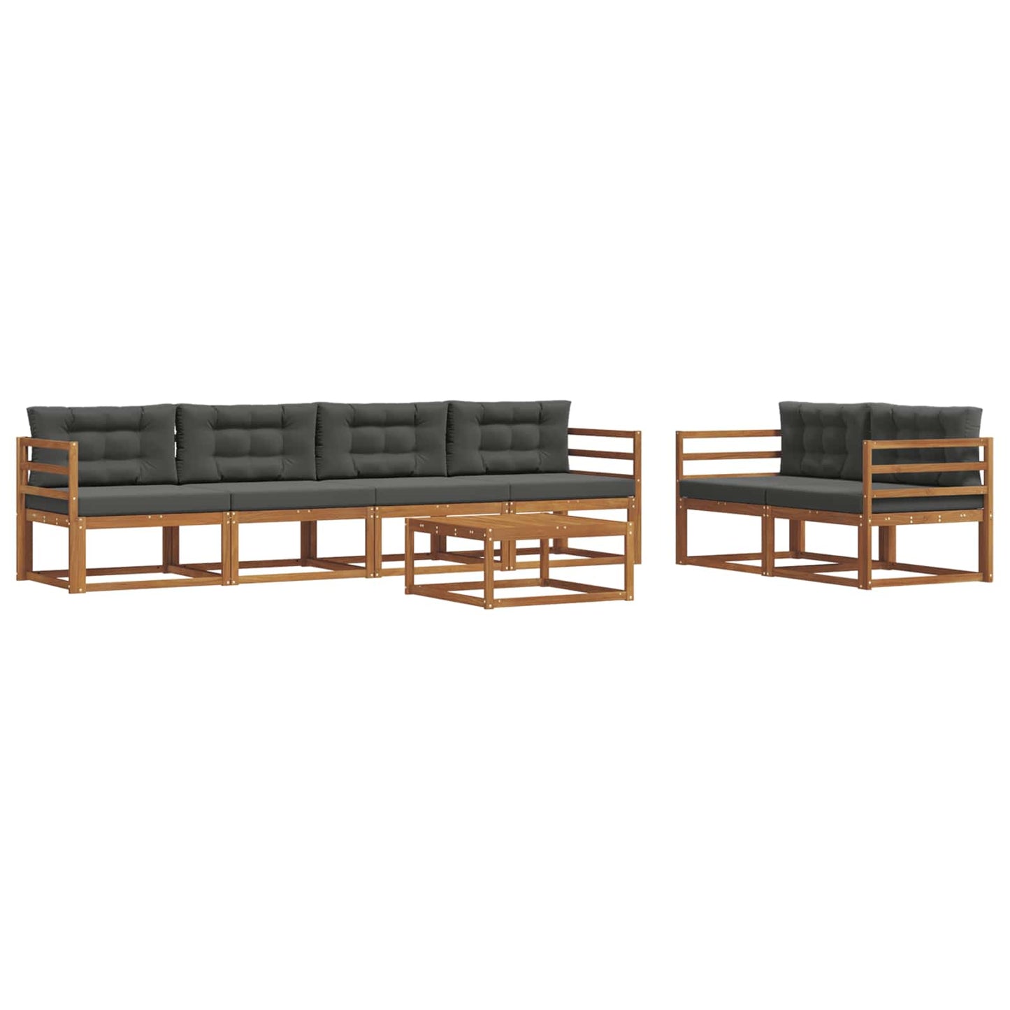 Outdoor-Sofagarnitur mit Kissen 7 pcs Natur und Anthrazit
